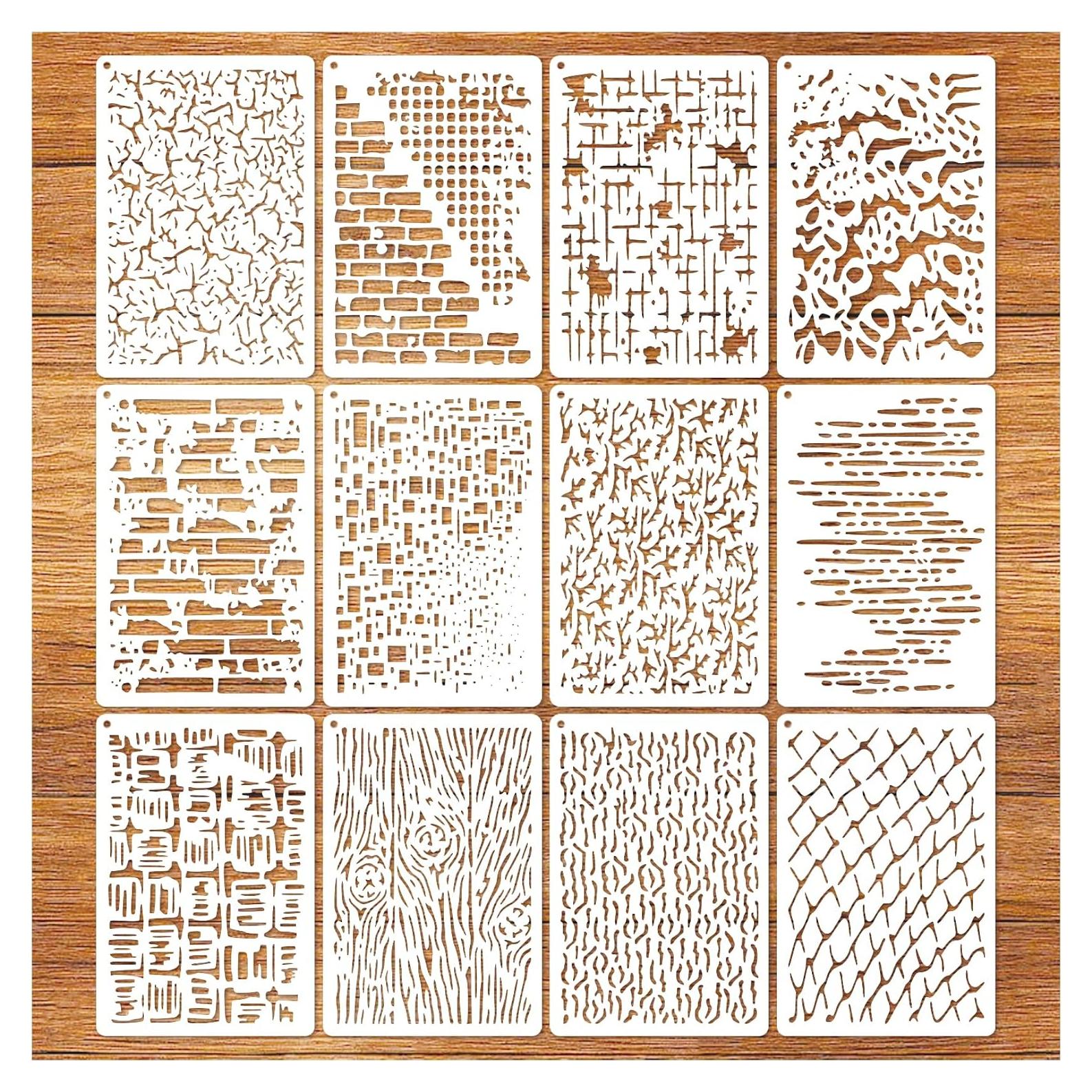 Plantillas de Textura Geométrica MYJMN - 12 Piezas Reutilizables