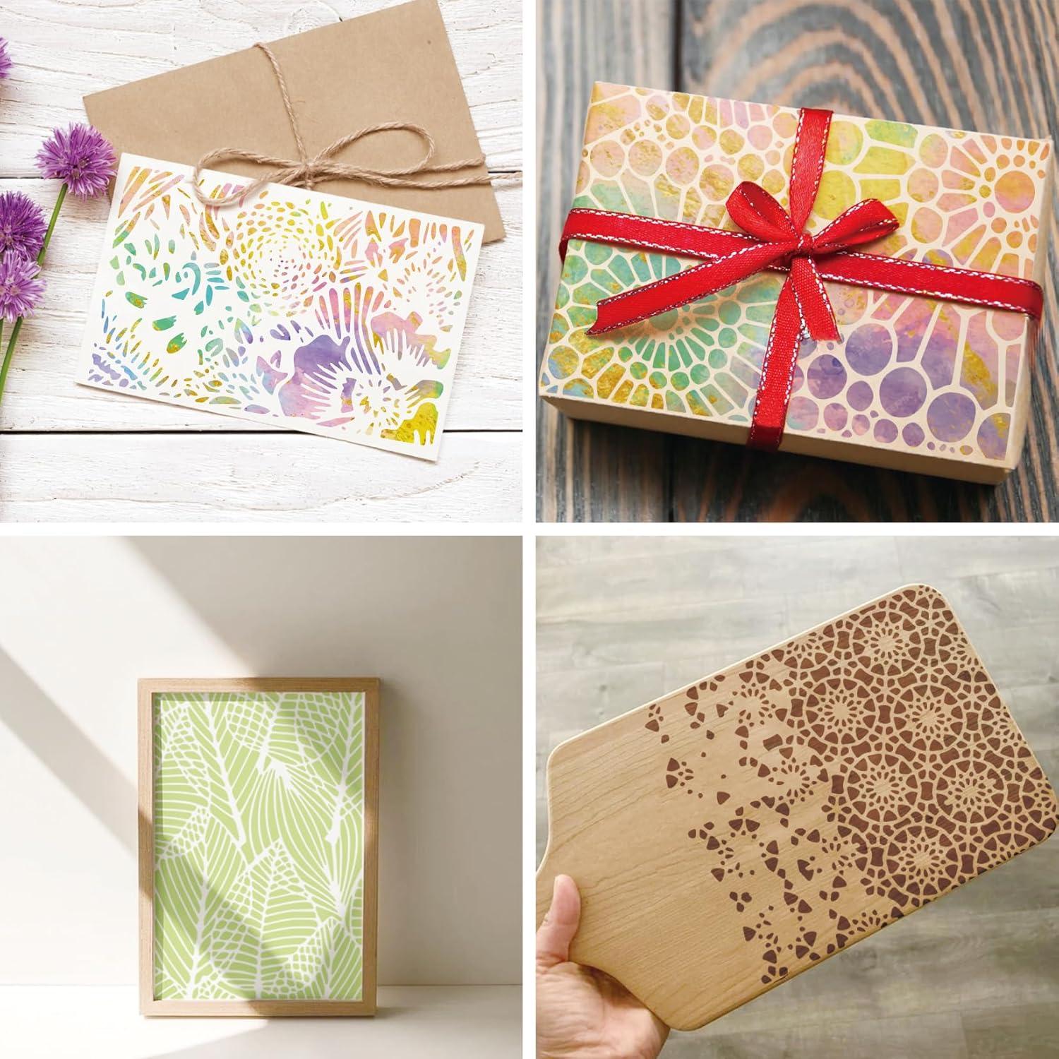 16 Plantillas Reutilizables para Pintar Boqon - Texturas Abstractas