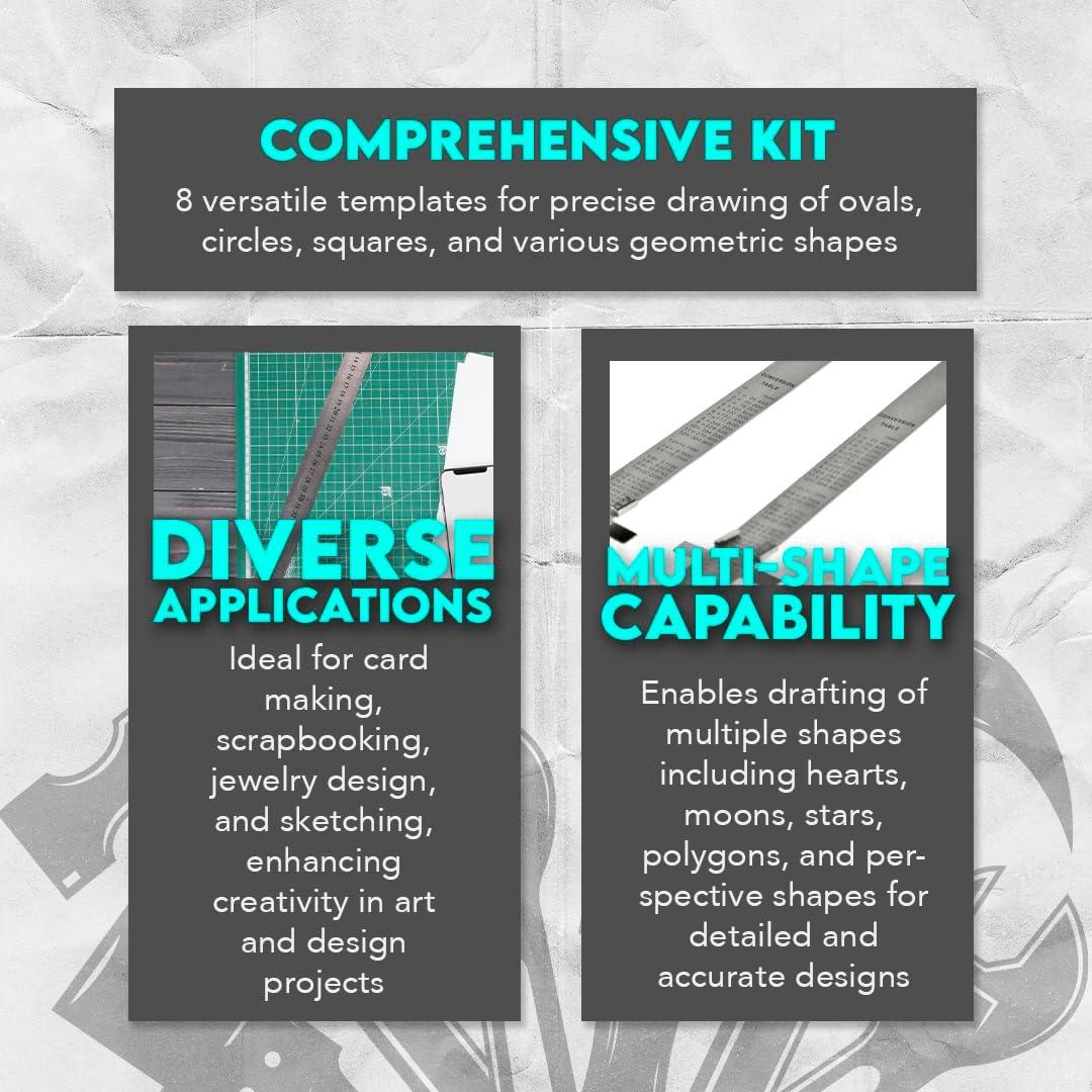Juego de Plantillas Geométricas SE 8 Piezas para Manualidades
