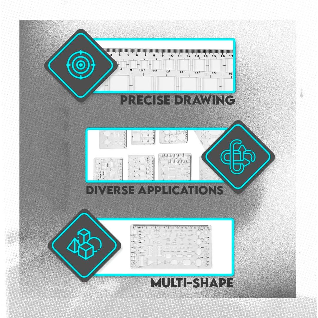 Juego de Plantillas Geométricas SE 8 Piezas para Manualidades