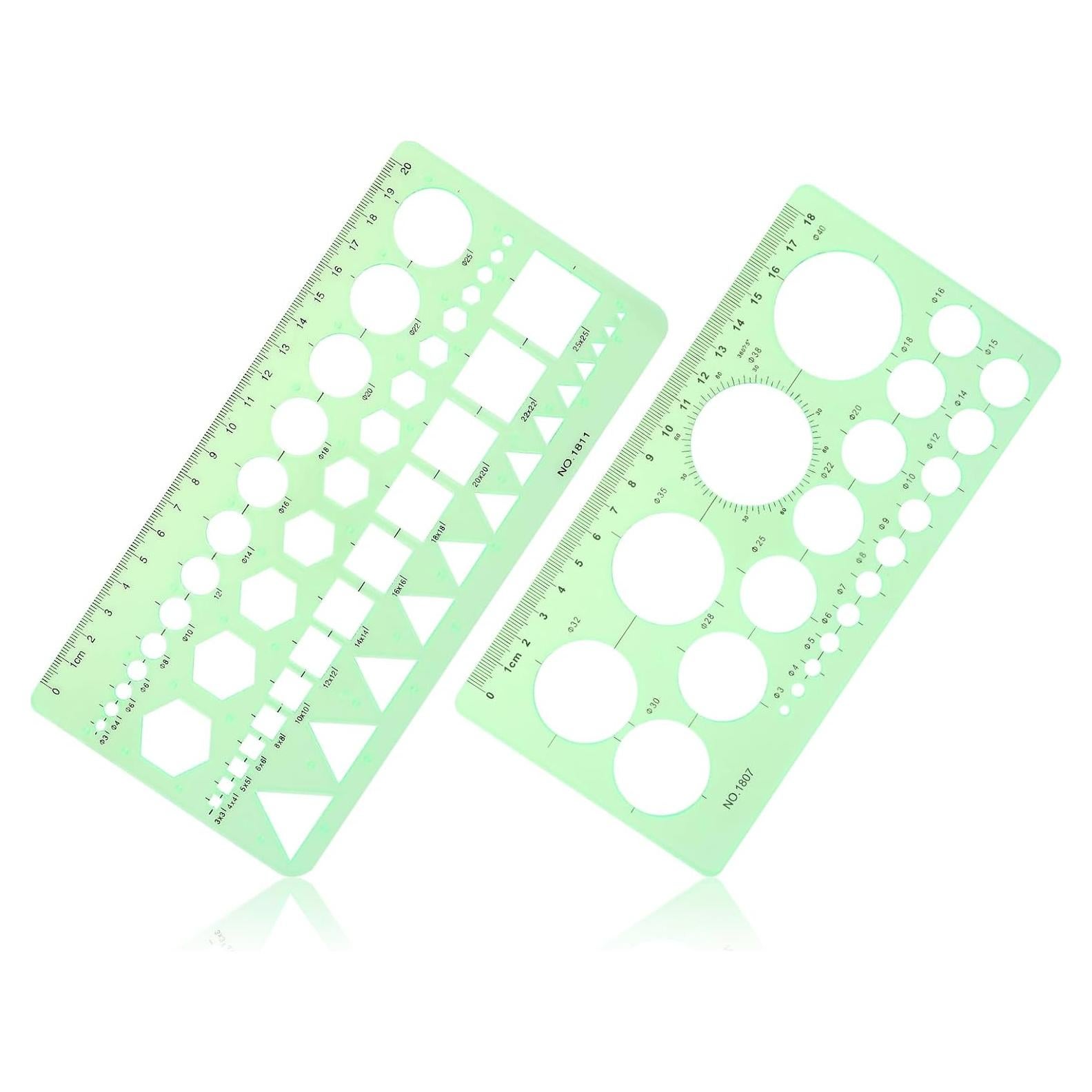 Plantillas de Dibujo Geométrico Smgda - 2 Piezas, 200x105 mm