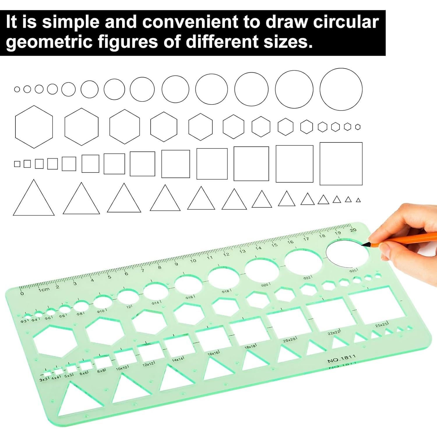 Plantillas de Dibujo Geométrico Smgda - 2 Piezas, 200x105 mm