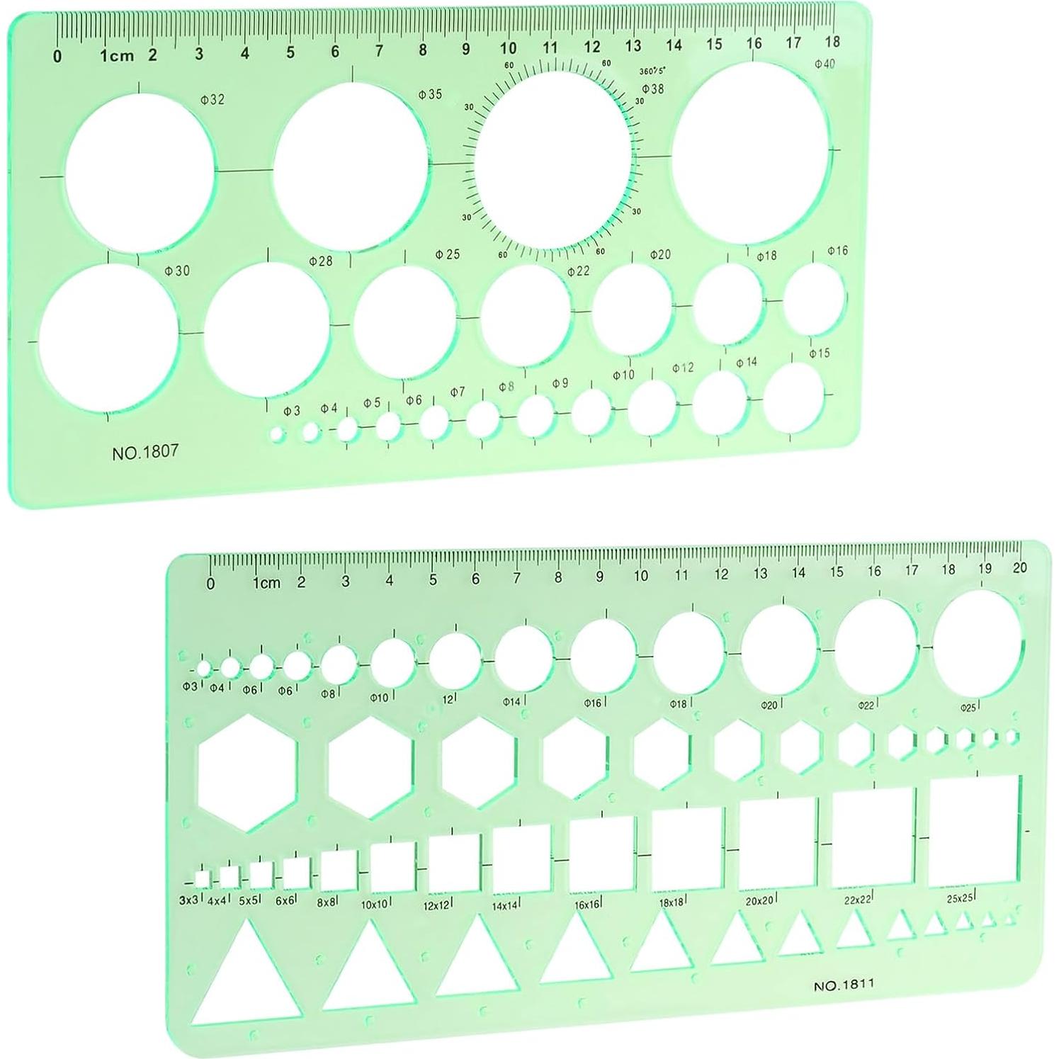 Plantillas de Dibujo Geométrico Smgda - 2 Piezas, 200x105 mm