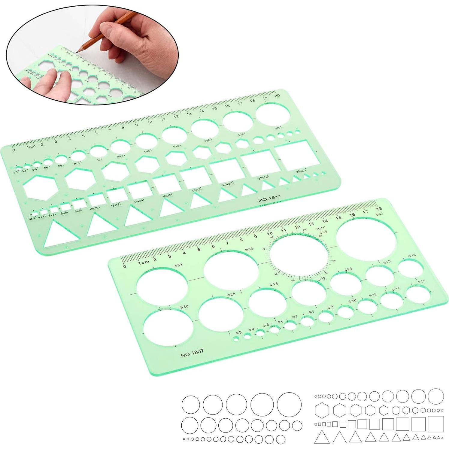 Plantillas de Dibujo Geométrico Smgda - 2 Piezas, 200x105 mm