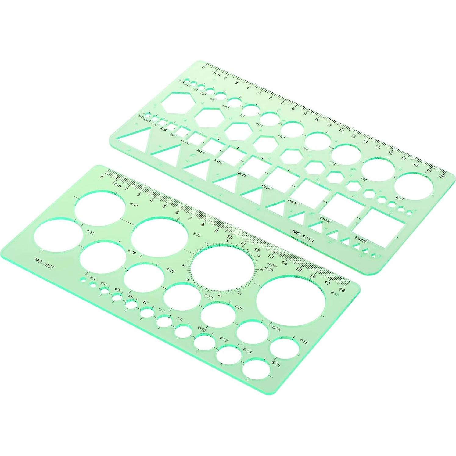 Plantillas de Dibujo Geométrico Smgda - 2 Piezas, 200x105 mm