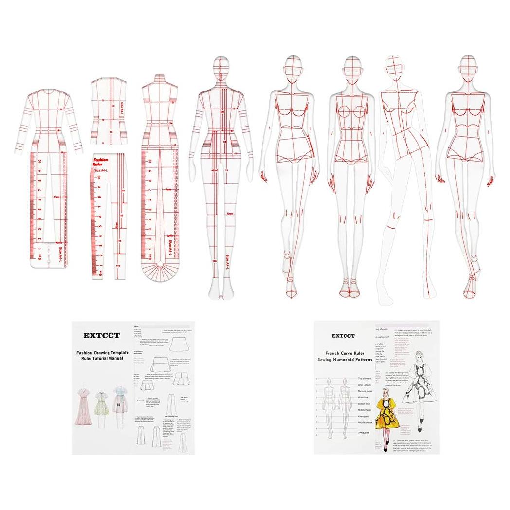 Conjunto de Reglas de Plantilla de Dibujo de Moda EXTCCT A4