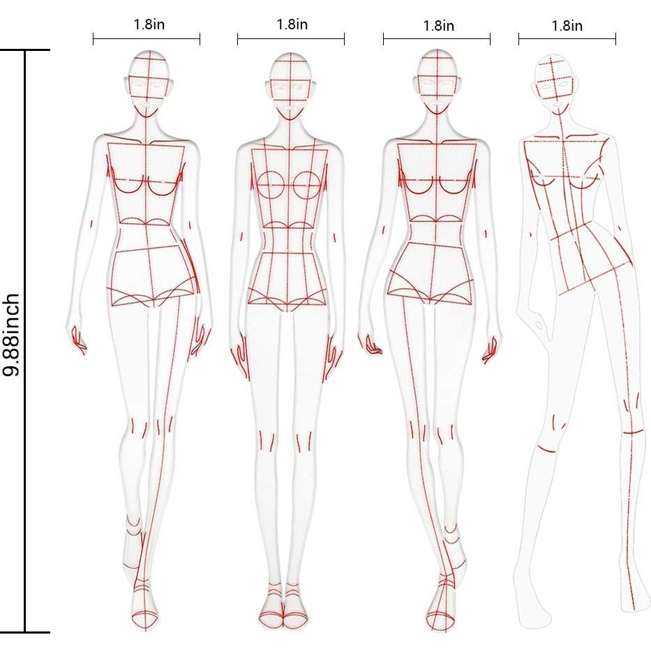 Conjunto de Reglas de Plantilla de Dibujo de Moda EXTCCT A4