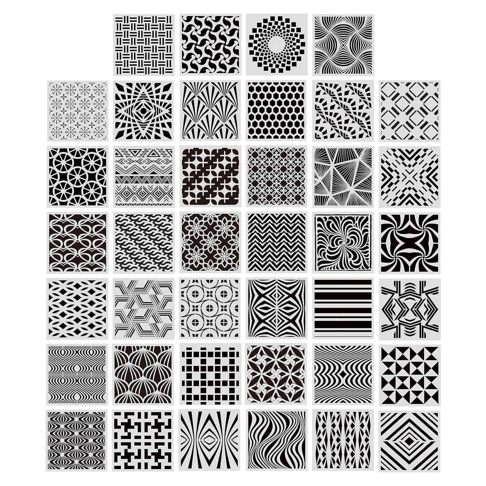 40 Plantillas Geométricas Reutilizables Outus 13x13 cm para Manualidades