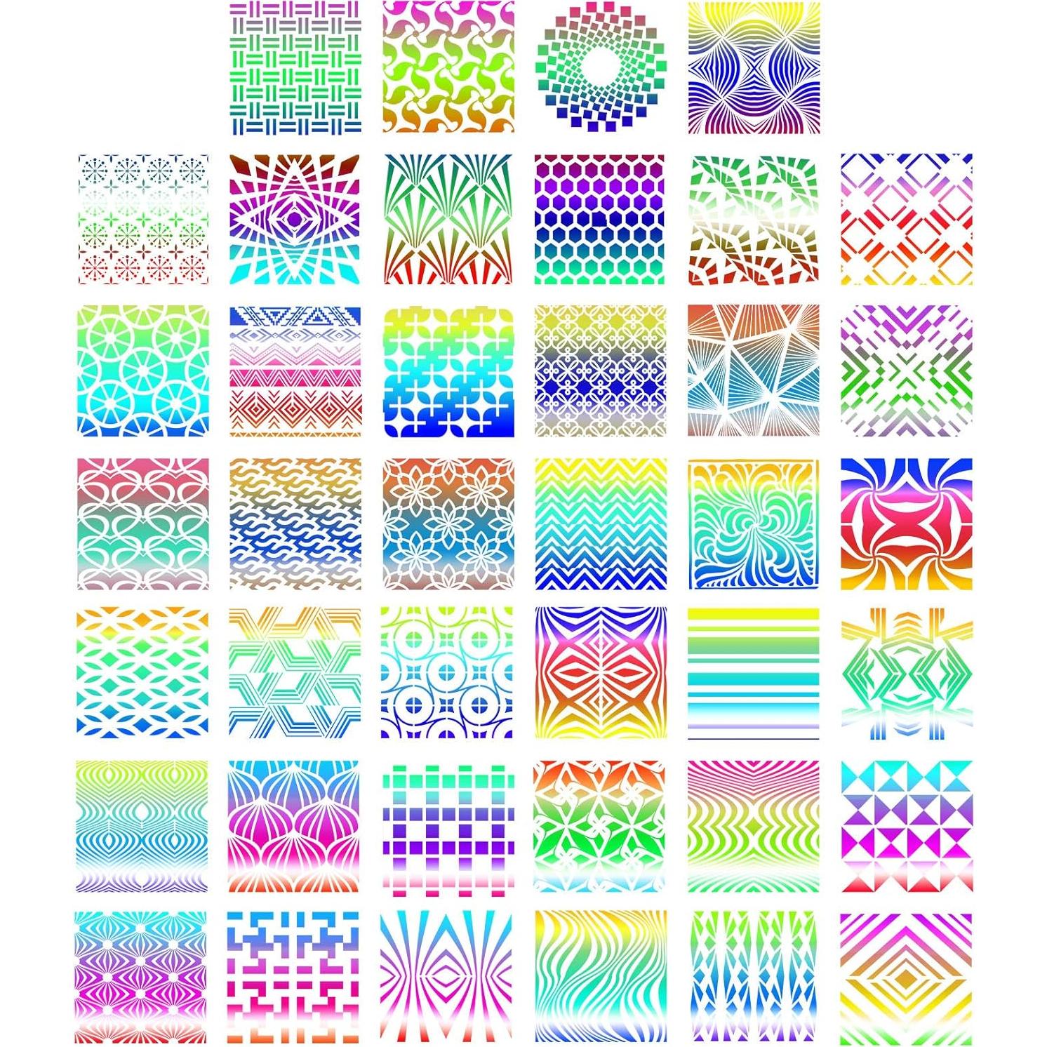 40 Plantillas Geométricas Reutilizables Outus 13x13 cm para Manualidades