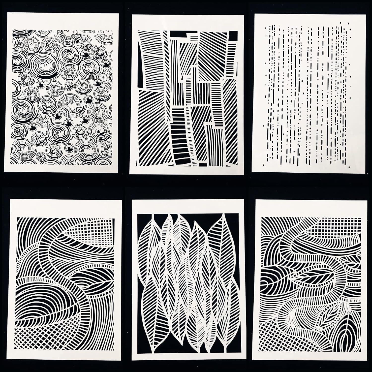 Plantillas de Textura Geométrica Abstracta Tiamech A4 6 Piezas