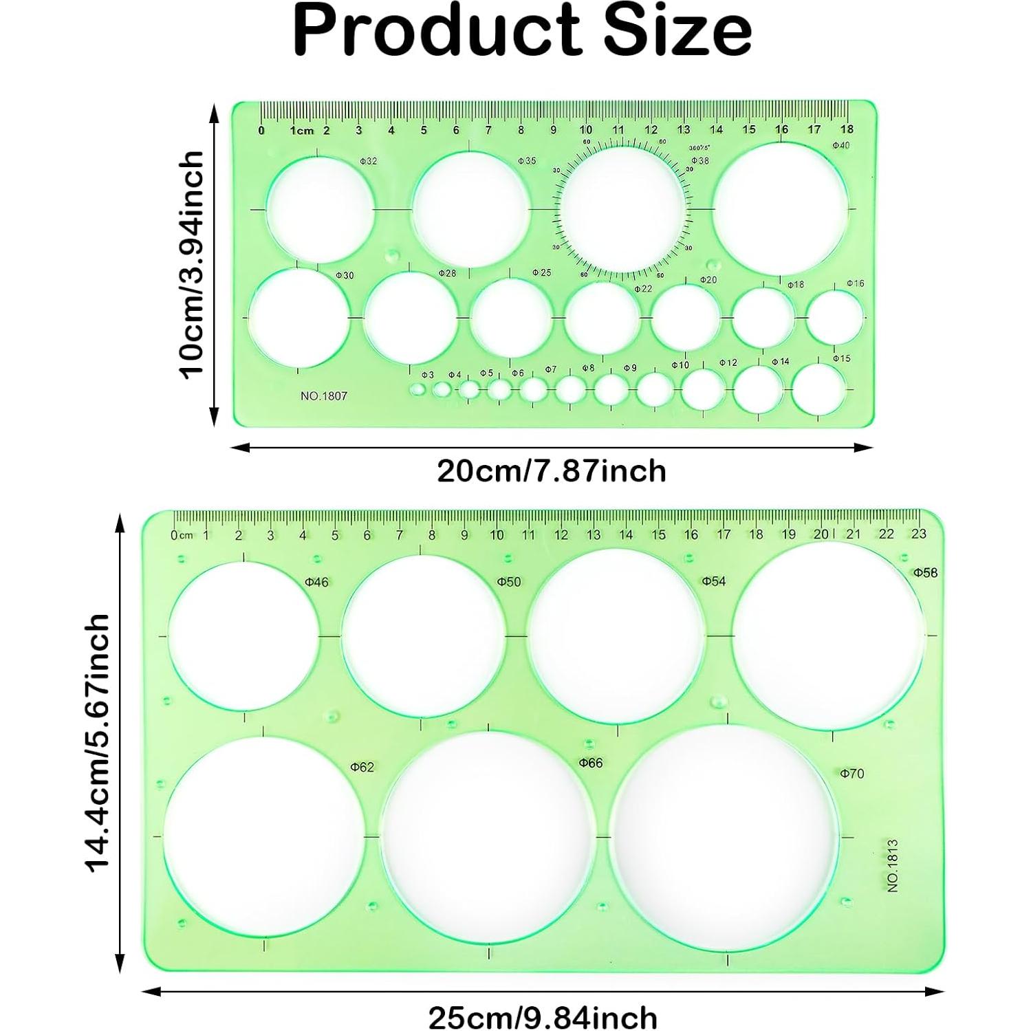 Plantilla Circular para Dibujo Ymapinc 2 Piezas Verde Transparente