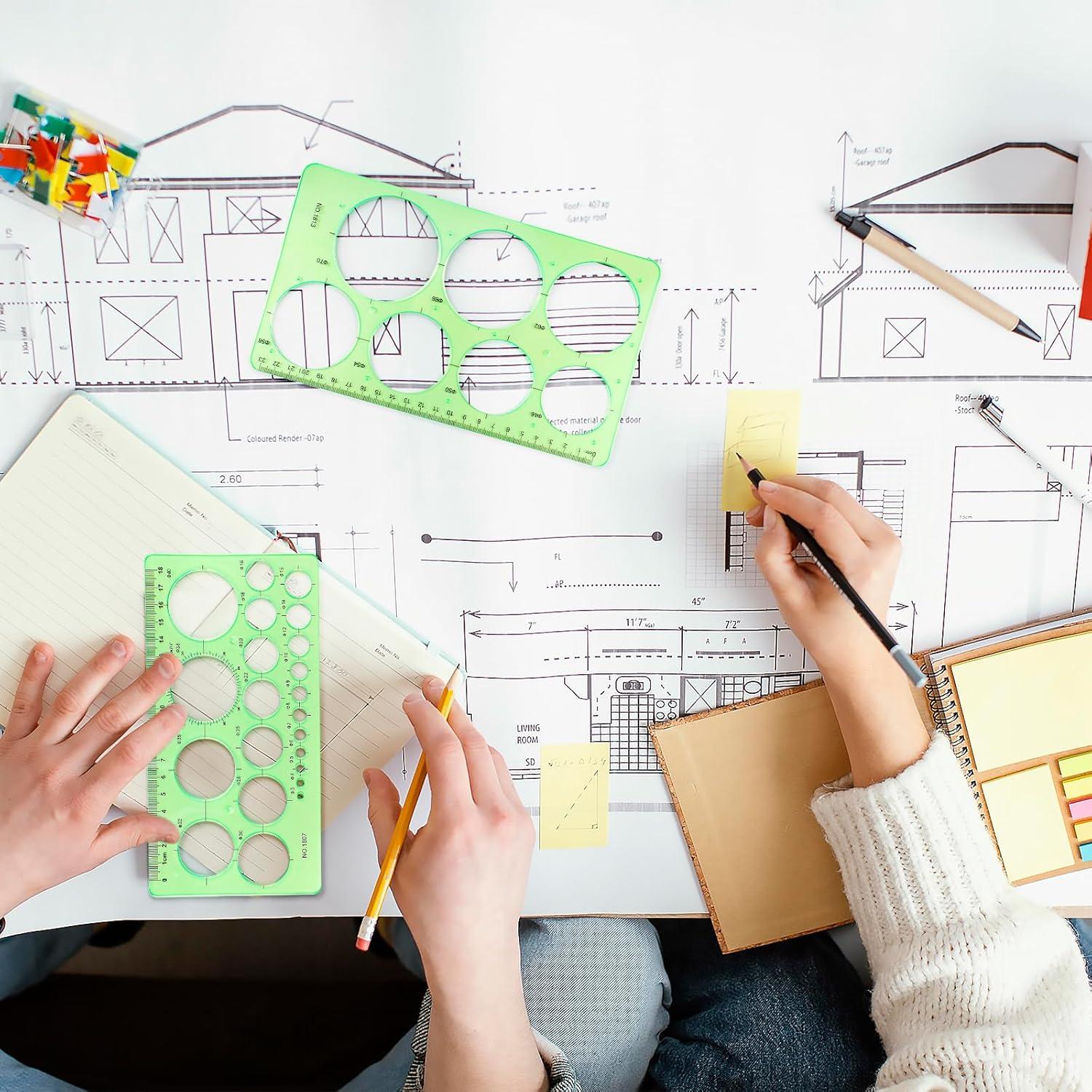 Plantilla Circular para Dibujo Ymapinc 2 Piezas Verde Transparente