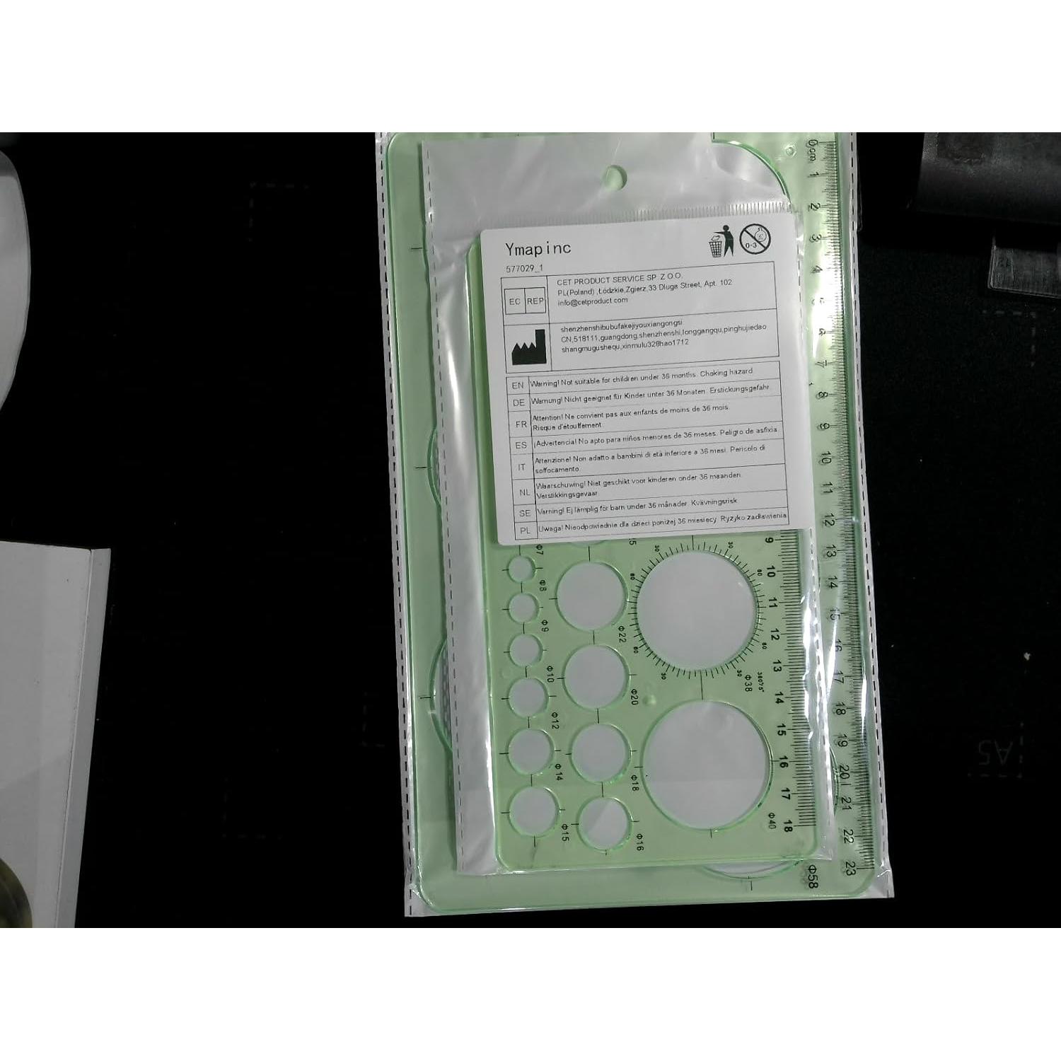 Plantilla Circular para Dibujo Ymapinc 2 Piezas Verde Transparente