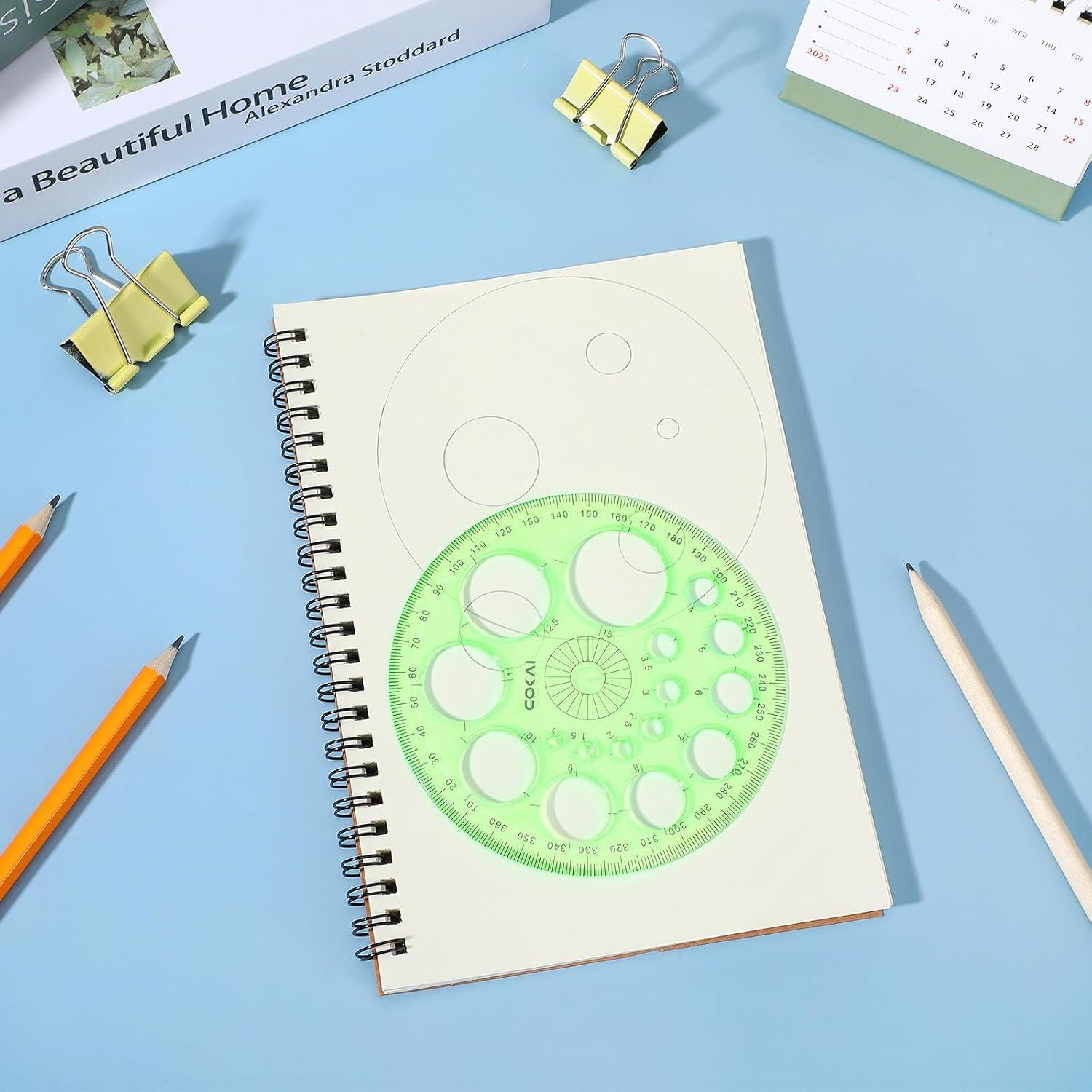 Plantilla Circular para Dibujar Aeaocvo 11.5 cm Verde Acrílico