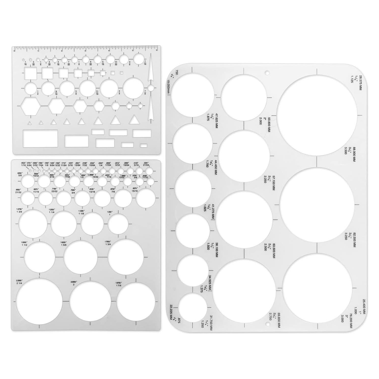 Plantillas de Círculo de Plástico 3 Piezas para Dibujo