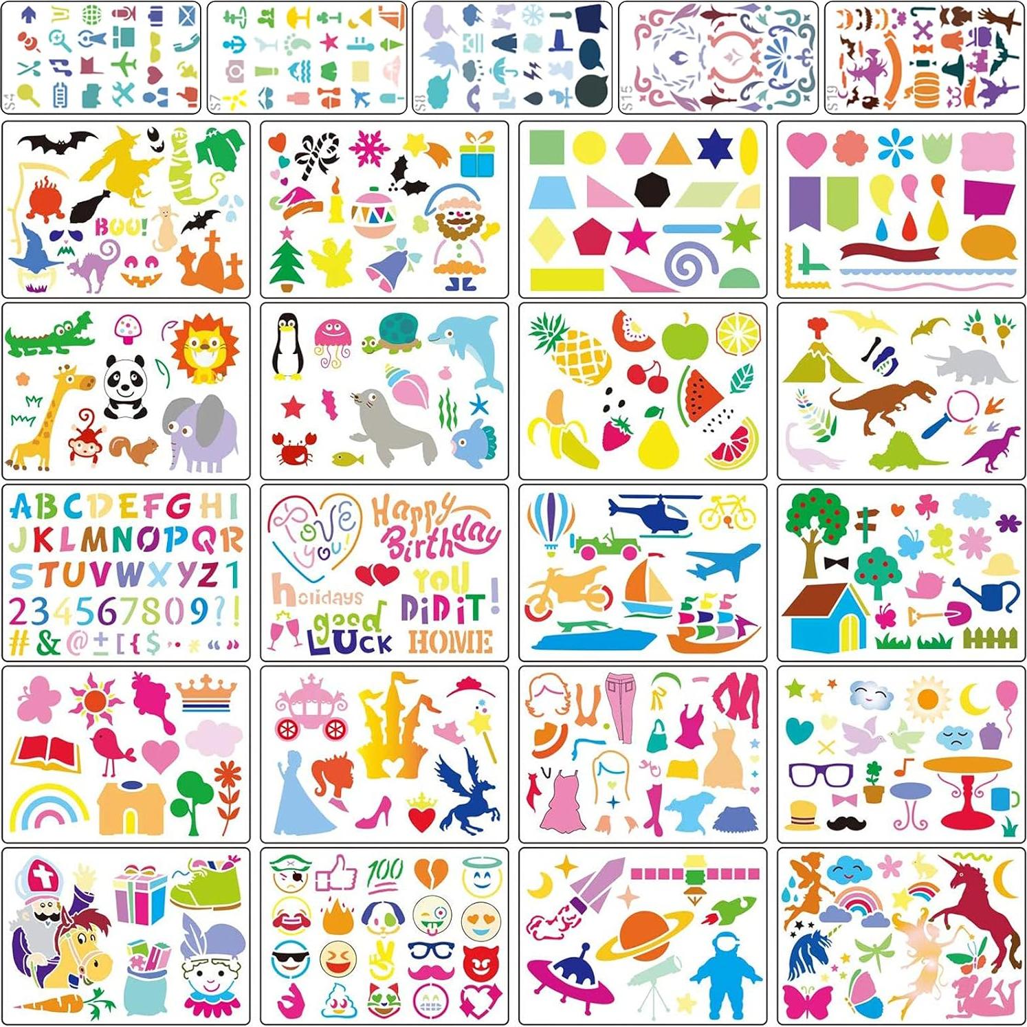 Kit de Plantillas de Dibujo Acoavo 25 Piezas para Niños