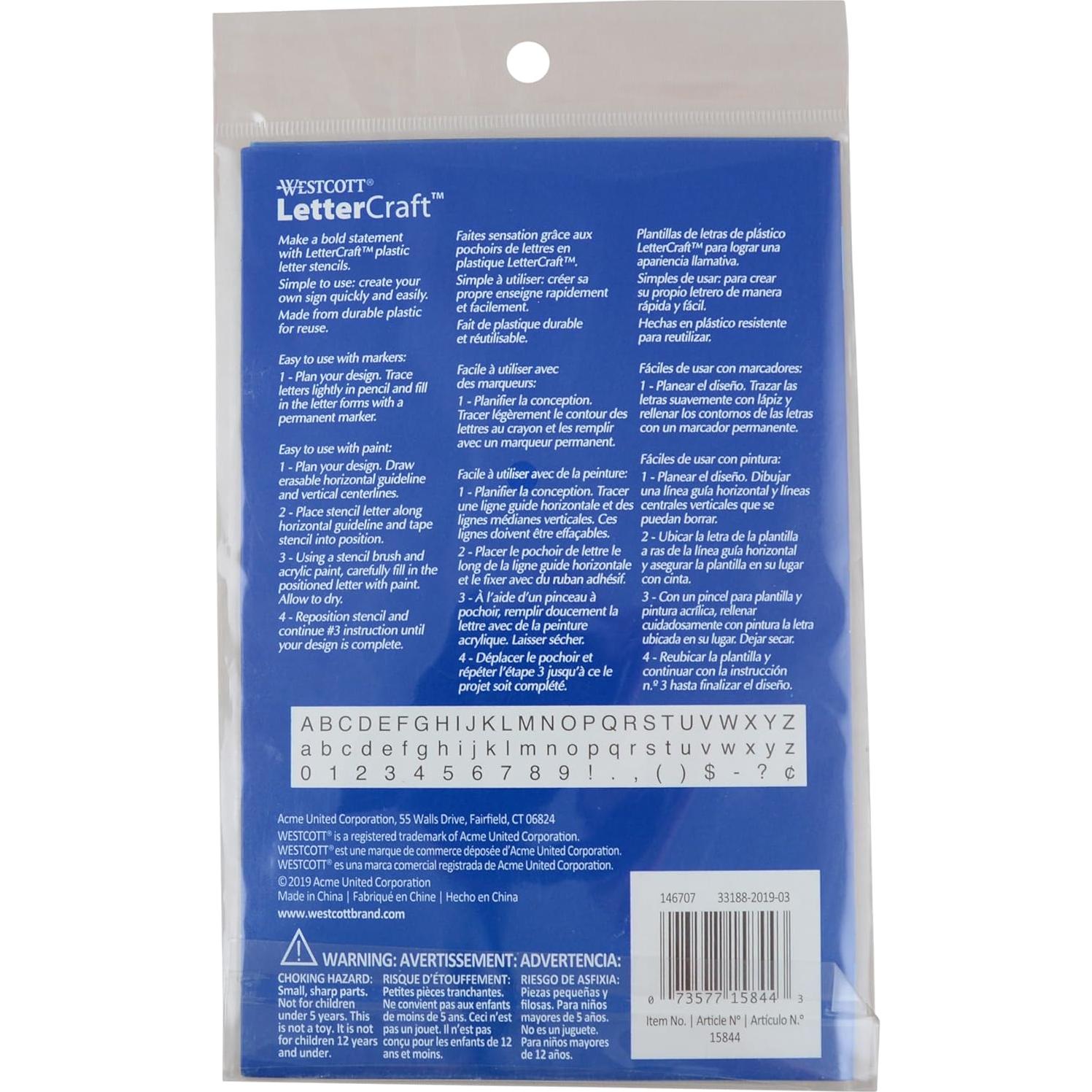 Plantilla LetterCraft Westcott Helvetica 1.9 y 2.5 cm