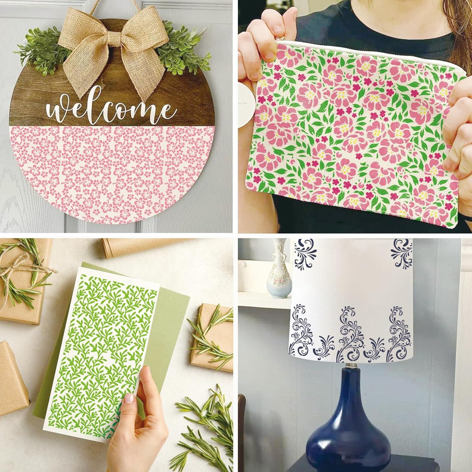 Plantillas Reutilizables para Pintura Floral Yhliua 19.8x10.2 cm