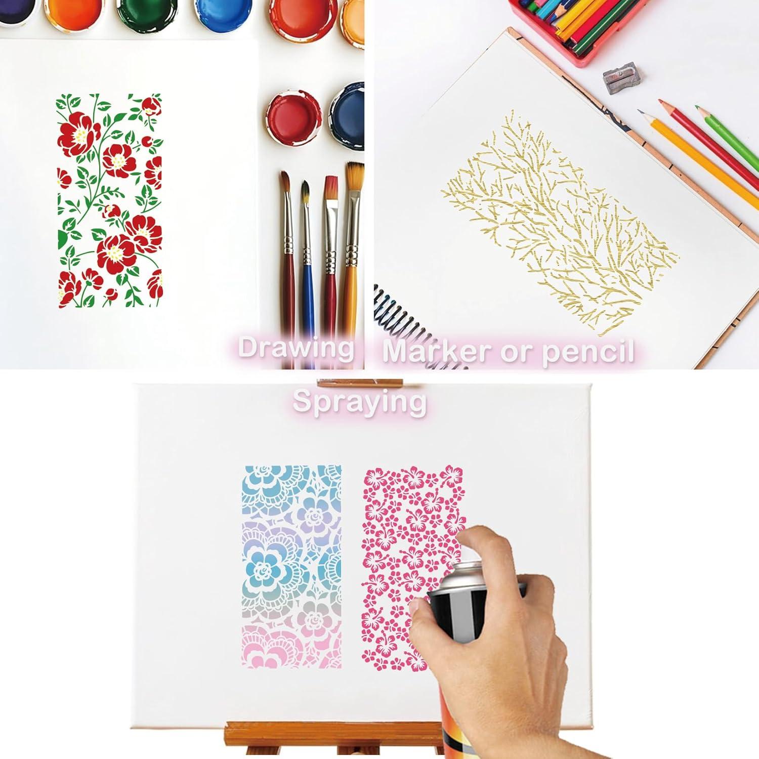 Plantillas Reutilizables para Pintura Floral Yhliua 19.8x10.2 cm