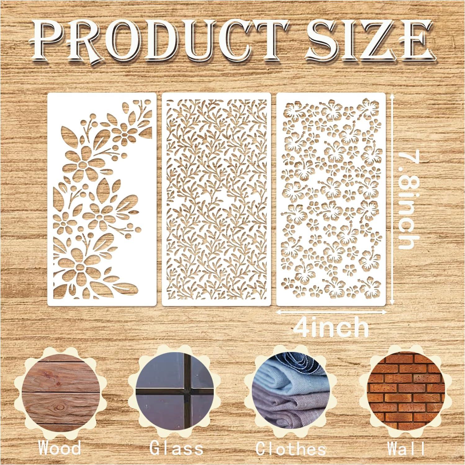 Plantillas Reutilizables para Pintura Floral Yhliua 19.8x10.2 cm