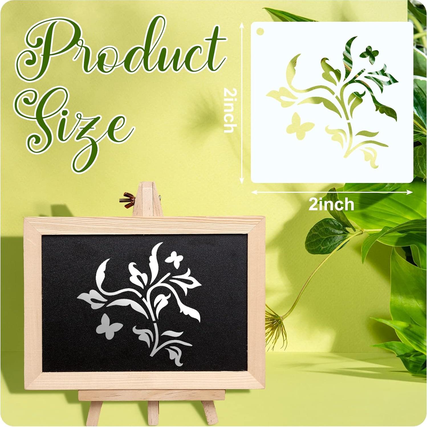 100 Plantillas Reutilizables para Pintar Fainne 5x5 cm Flores