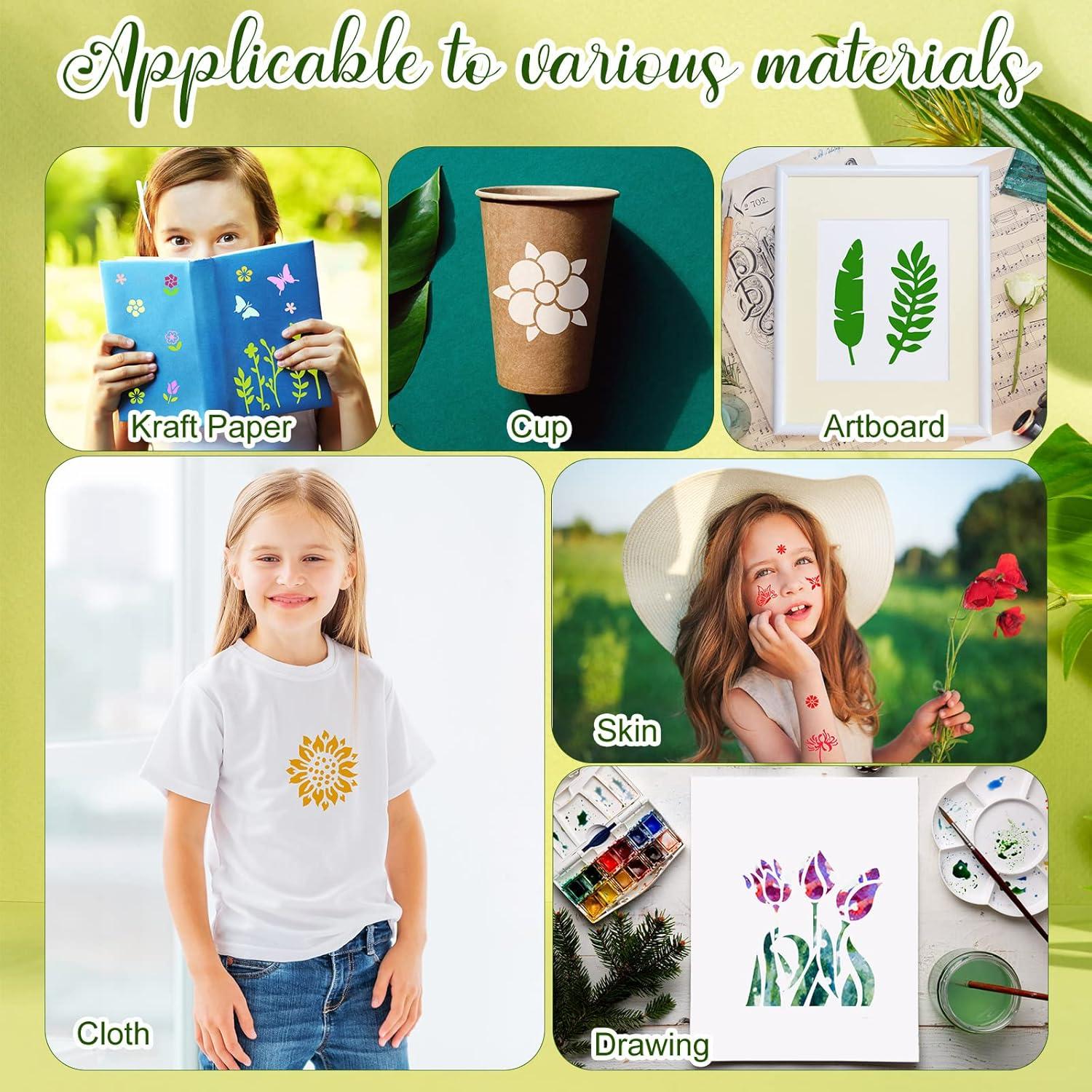 100 Plantillas Reutilizables para Pintar Fainne 5x5 cm Flores