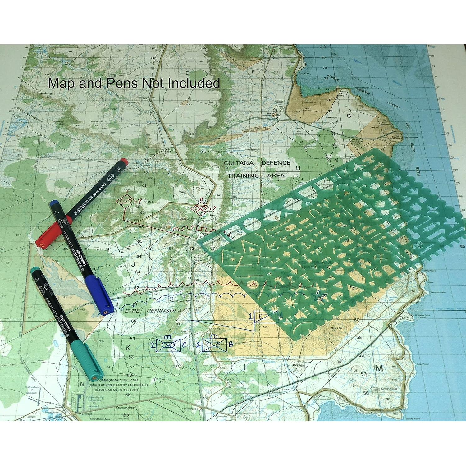 Plantilla Stencil Militar MTT PL WSS(-) para Mapas Tácticos