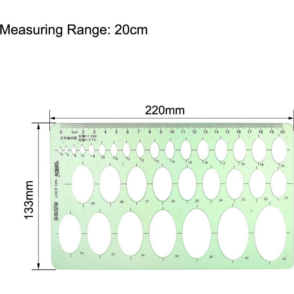 Plantilla de Dibujo Geométrico uxcell 20cm Plástico Verde