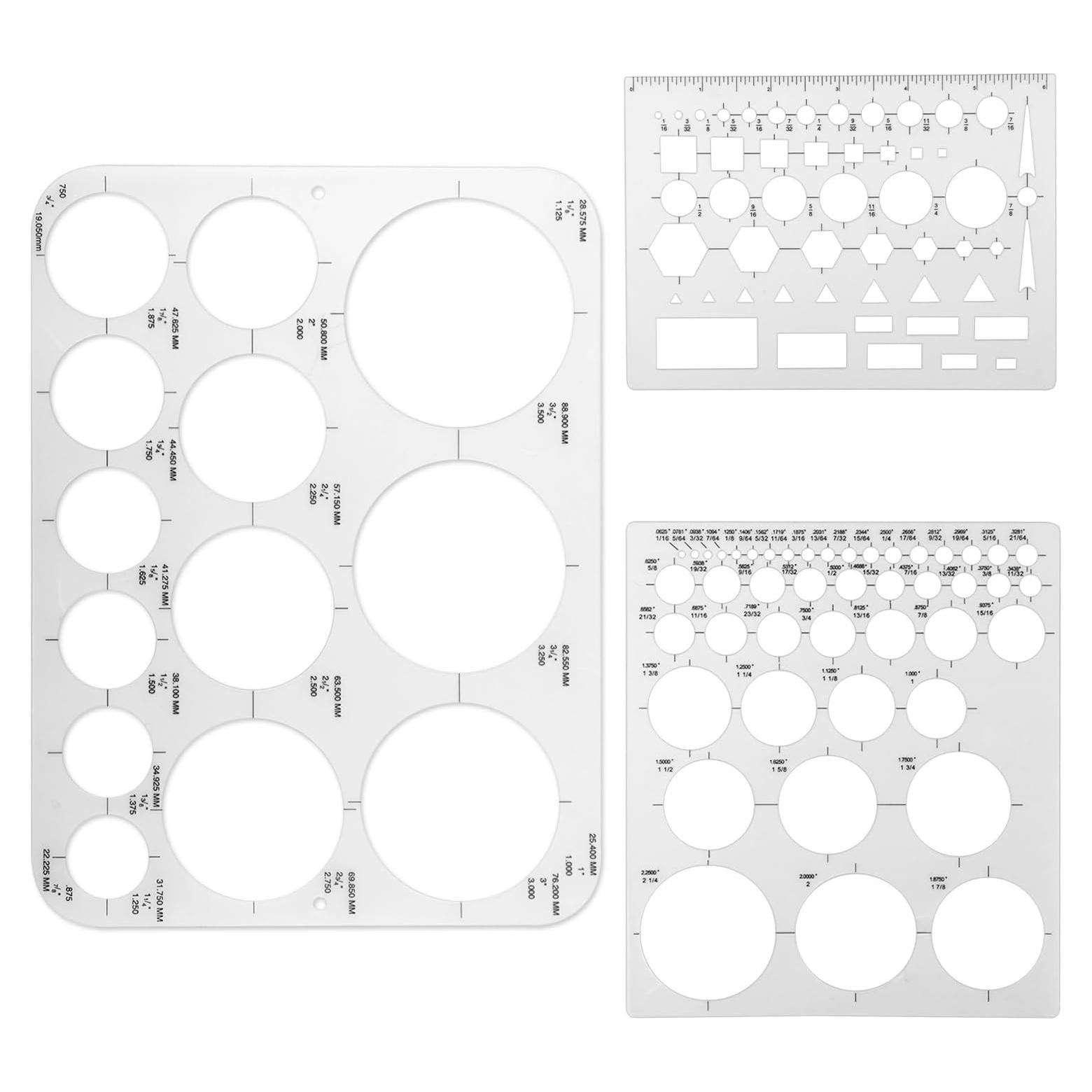 Plantillas Circulares de 3 Piezas NQEUEPN para Dibujo