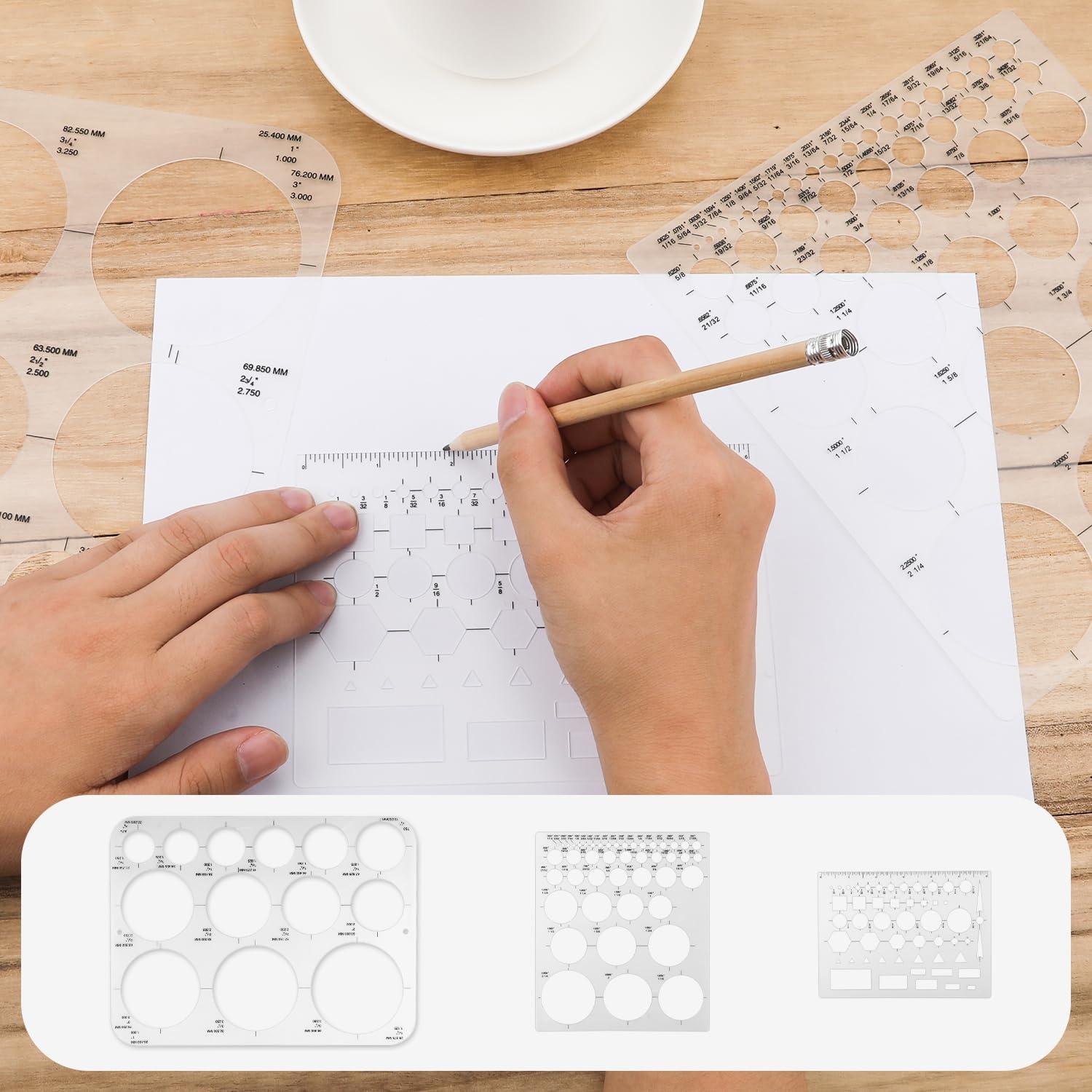 Plantillas Circulares de 3 Piezas NQEUEPN para Dibujo