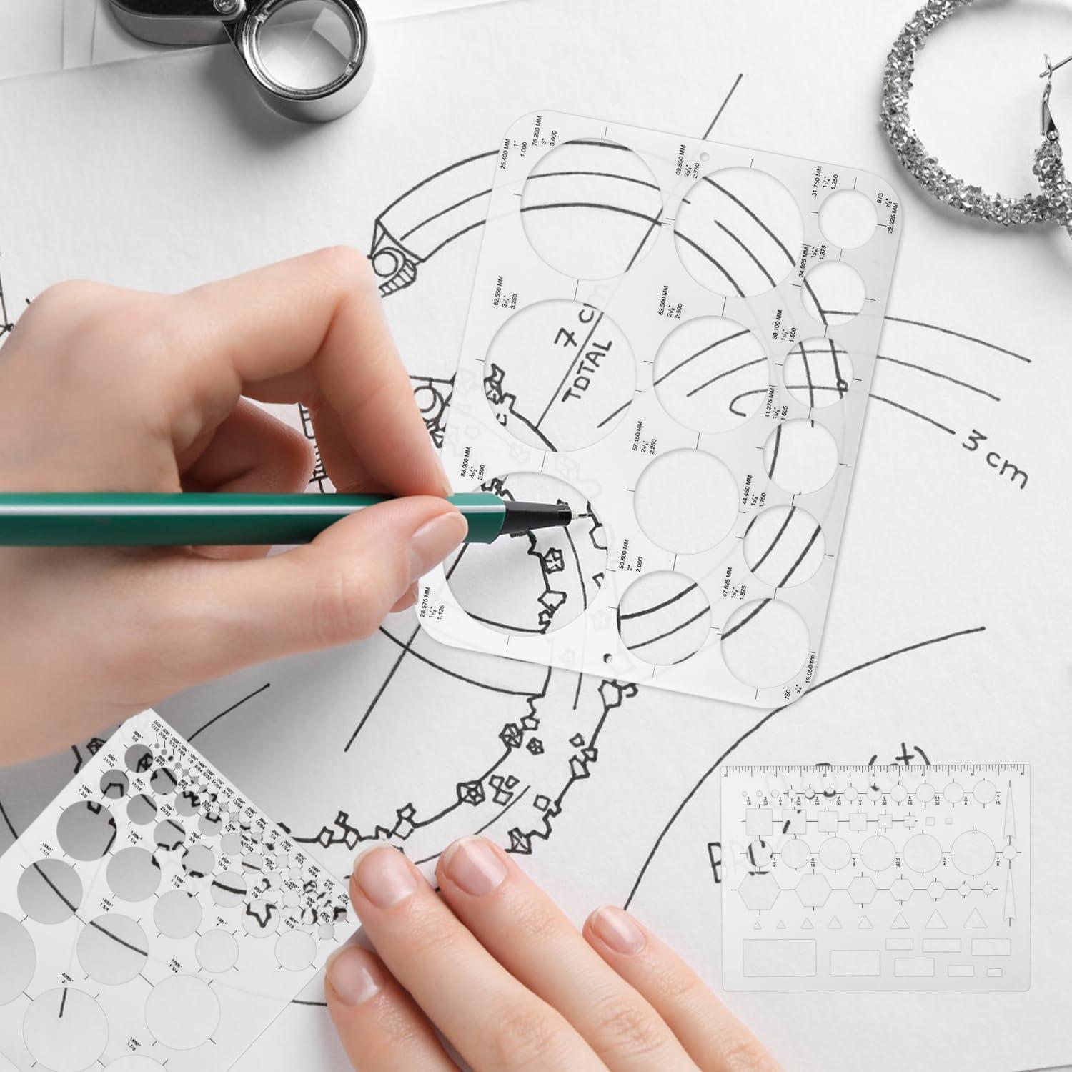 Plantillas Circulares de 3 Piezas NQEUEPN para Dibujo
