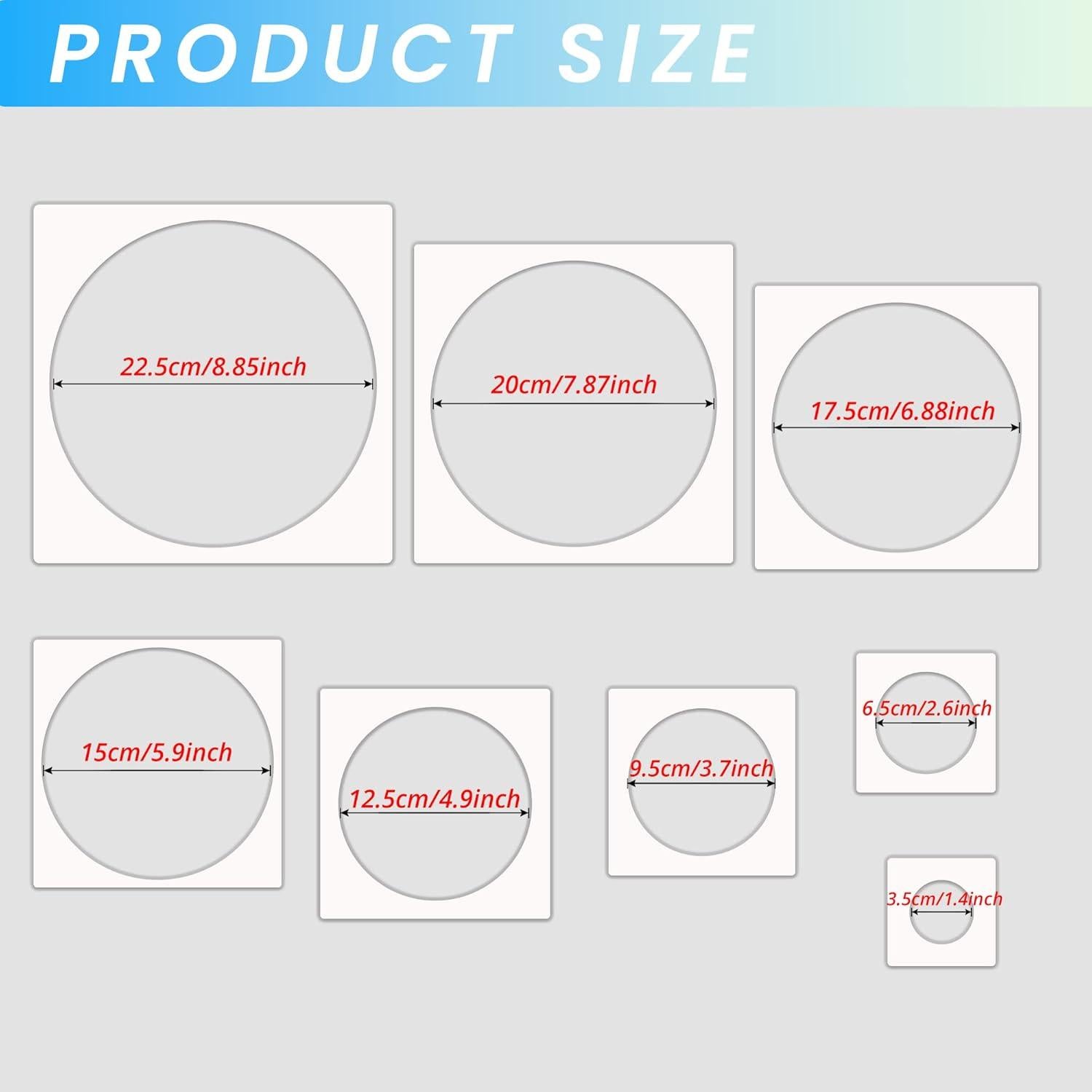 Plantillas de Círculo Reutilizables Daomong 8 Pcs 6-25cm
