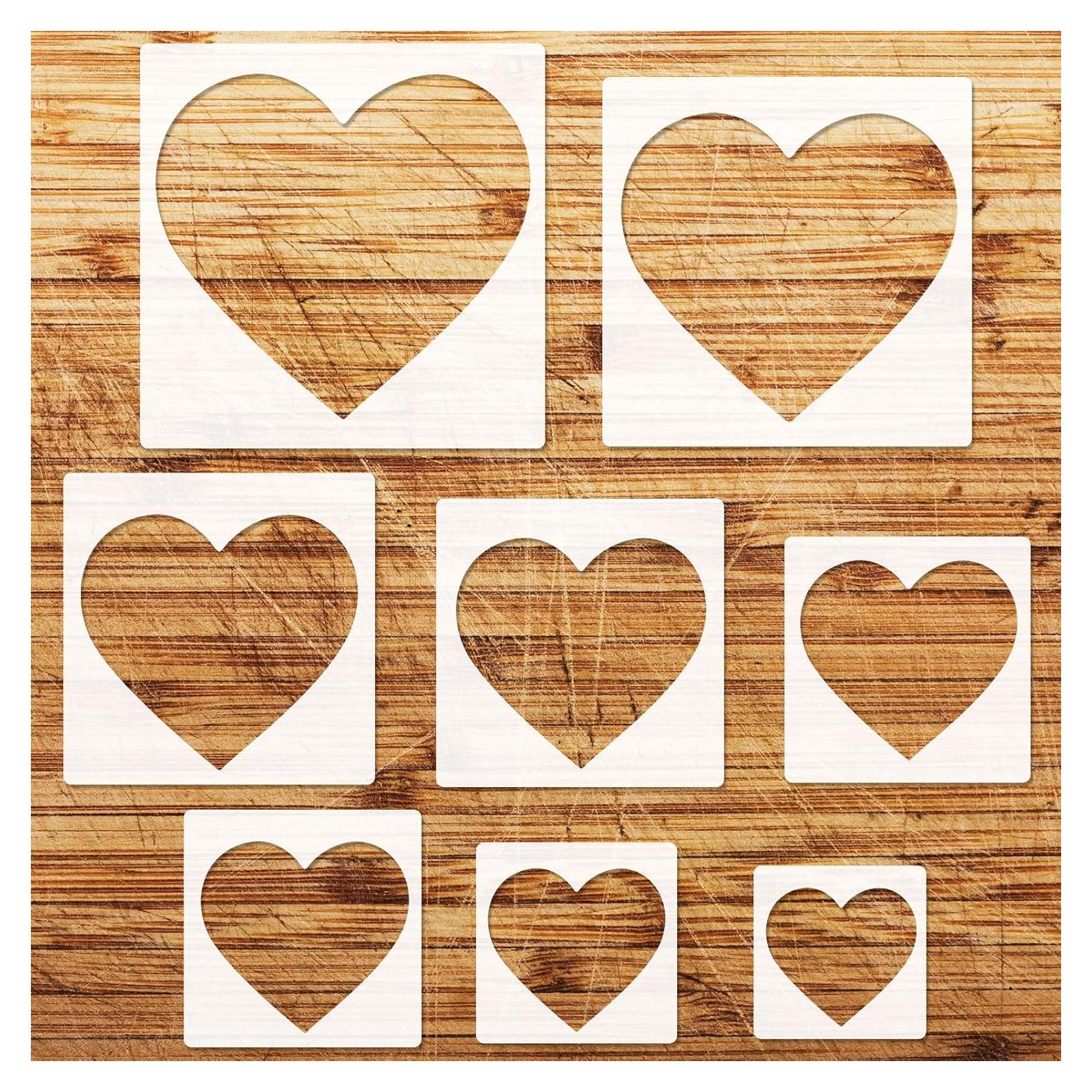 Plantillas de Corazón Reutilizables HVSWLY - 8 Piezas para Pintura