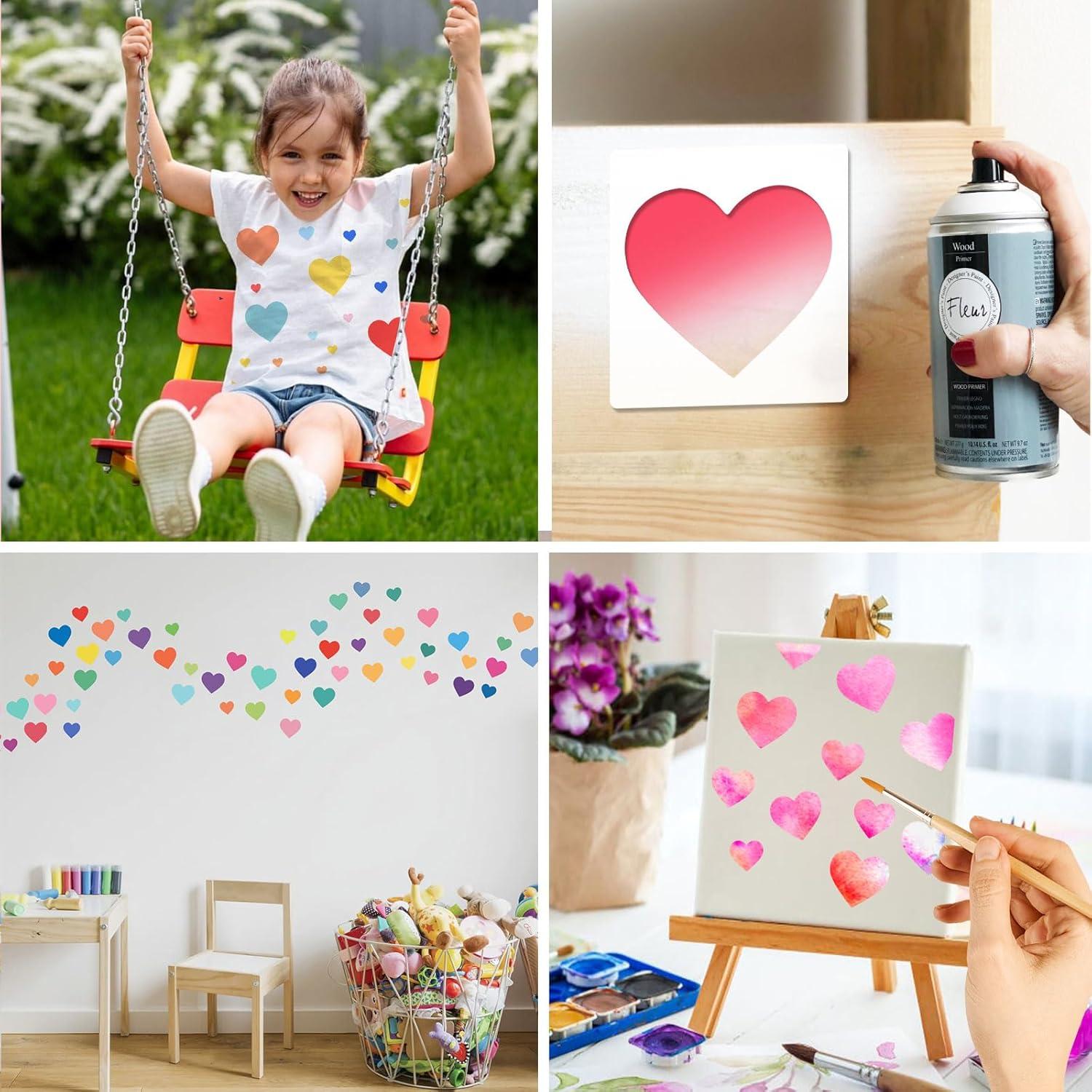 Plantillas de Corazón Reutilizables HVSWLY - 8 Piezas para Pintura