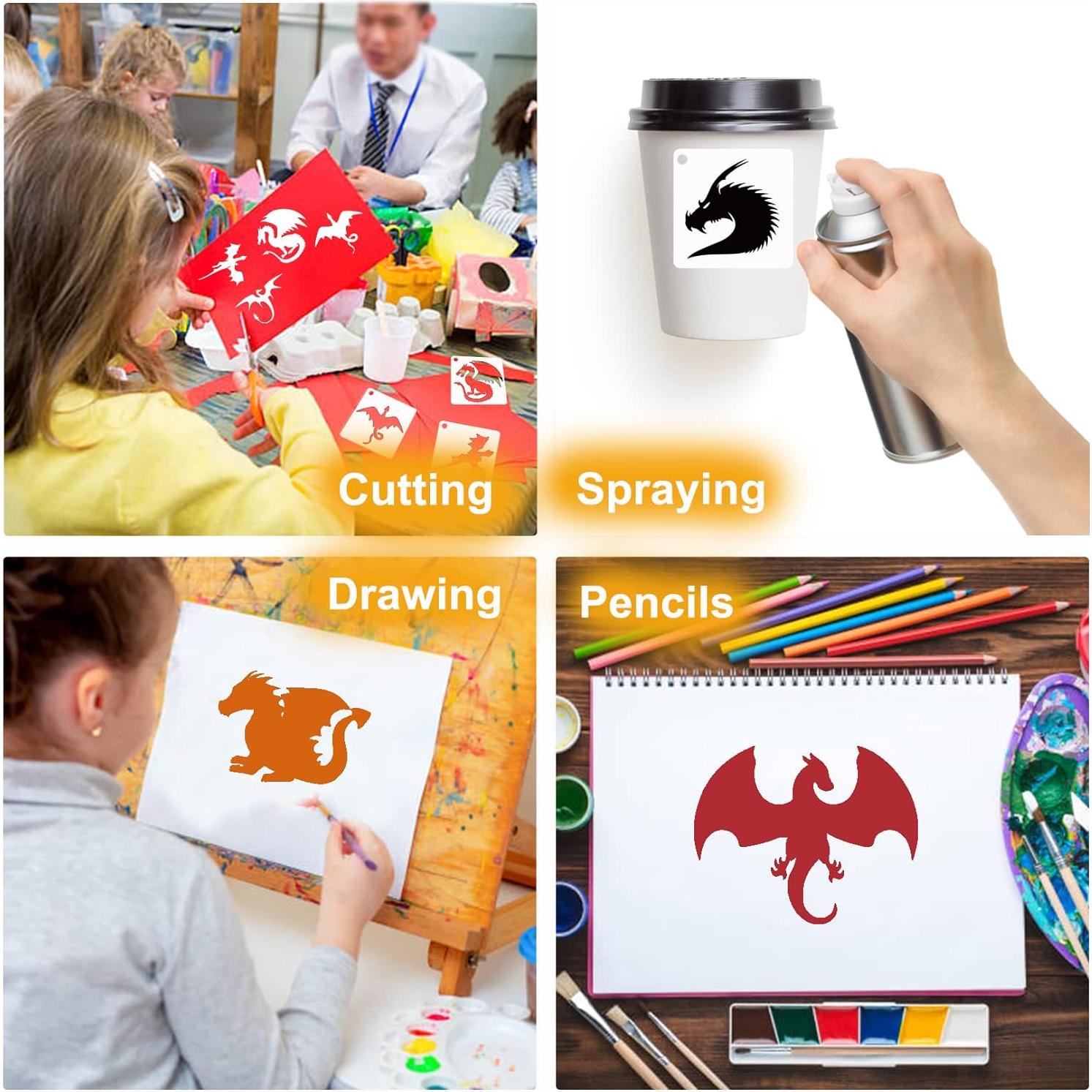 Plantillas Reutilizables para Pintar en Madera Dragón 7.62 cm