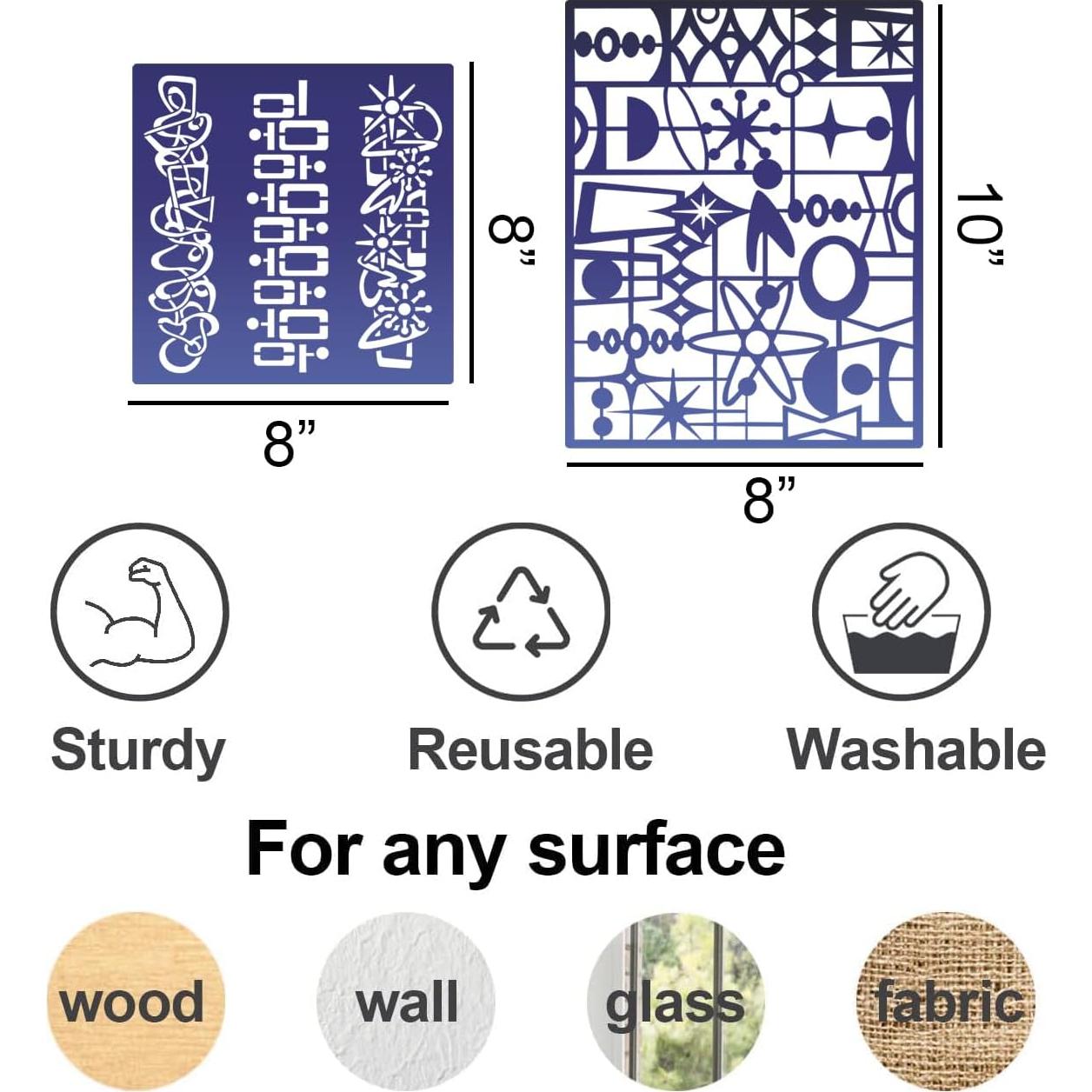 Plantillas Reutilizables para Manualidades SUNVERSE 15 Piezas