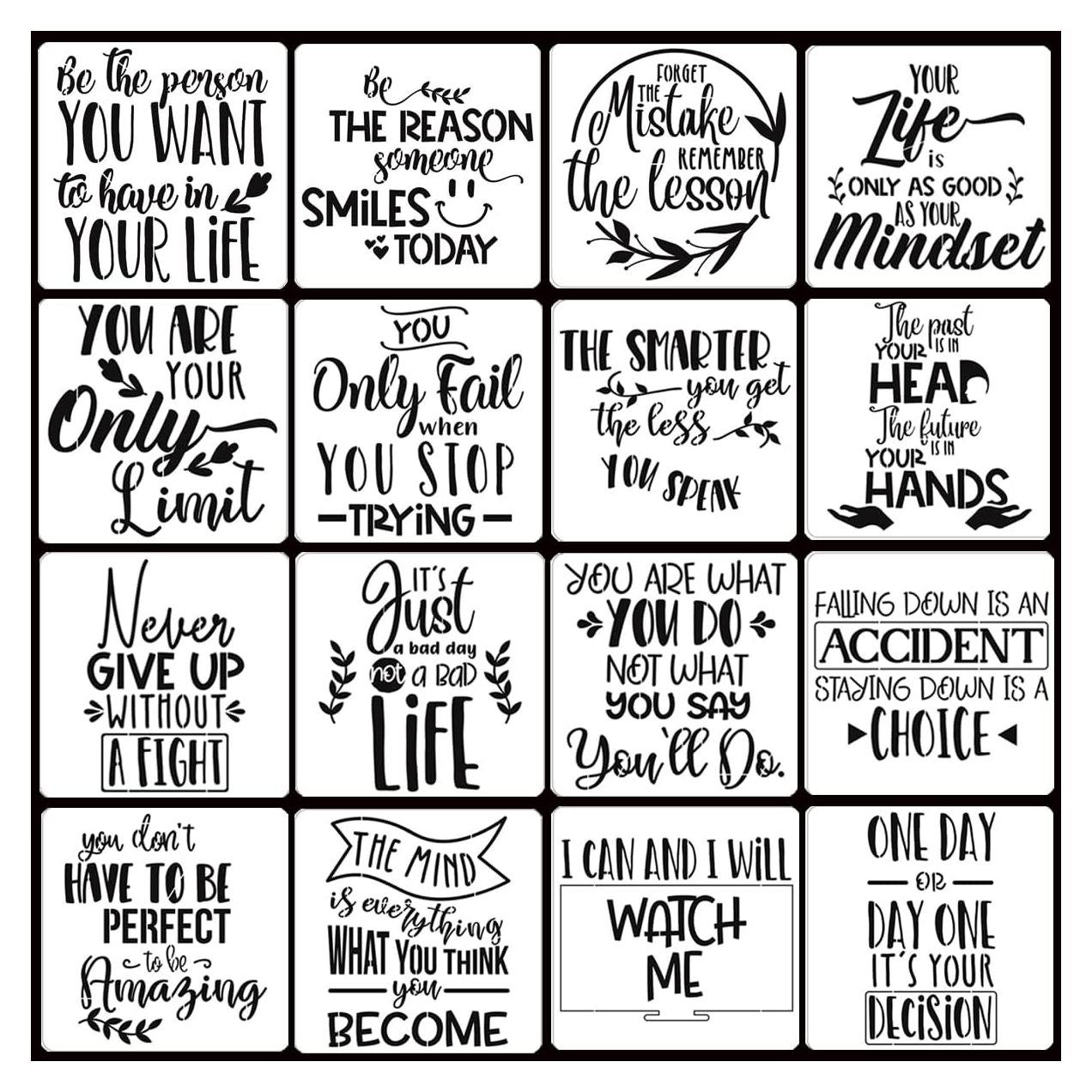 Conjunto de 16 Plantillas Reutilizables para Pintar 20x20cm