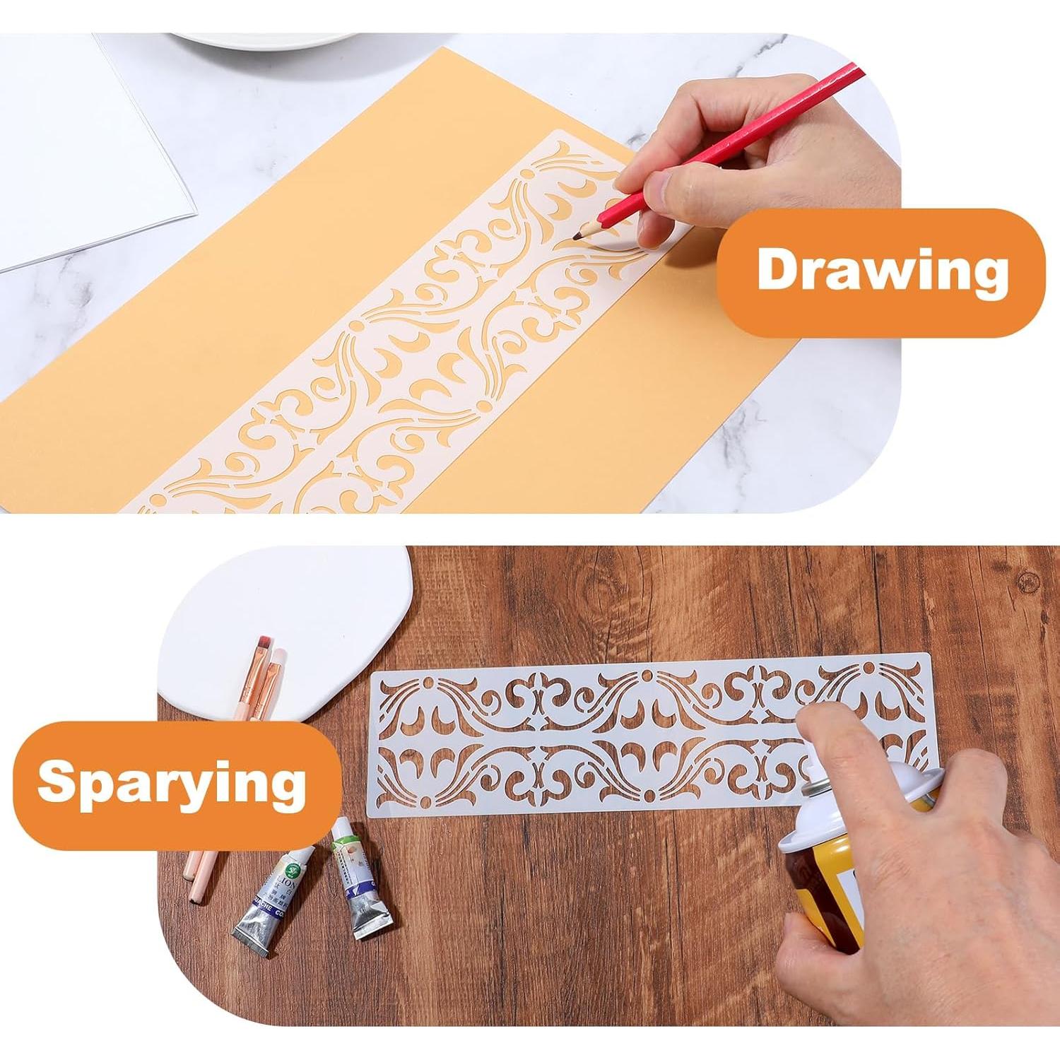 12 Plantillas Decorativas para Pintar Abeillo 28x7.6cm DIY