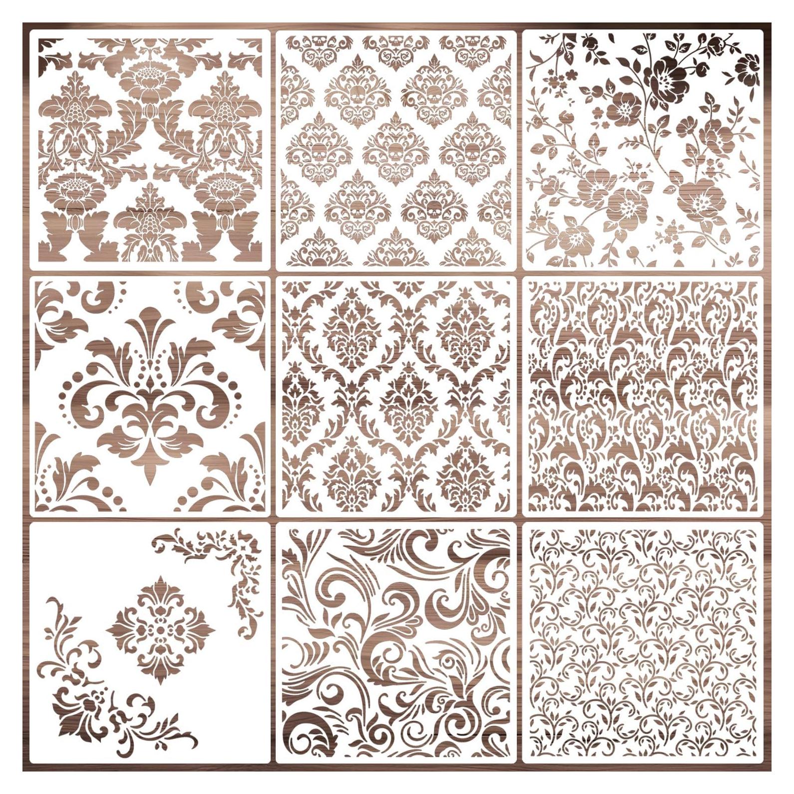 Plantillas de Damask para Paredes 30.48x30.48 cm - 9 Piezas