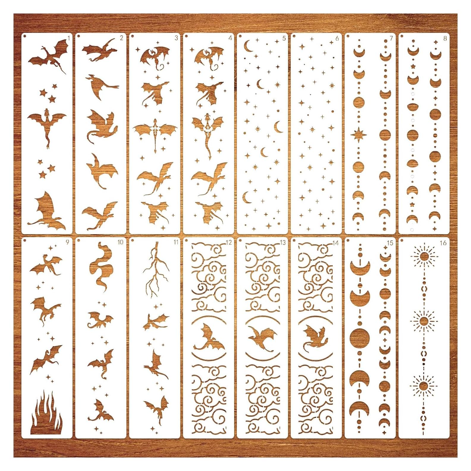 Plantillas de Bordes para Pintar MYJMN - 16 Piezas 30x7.6 cm