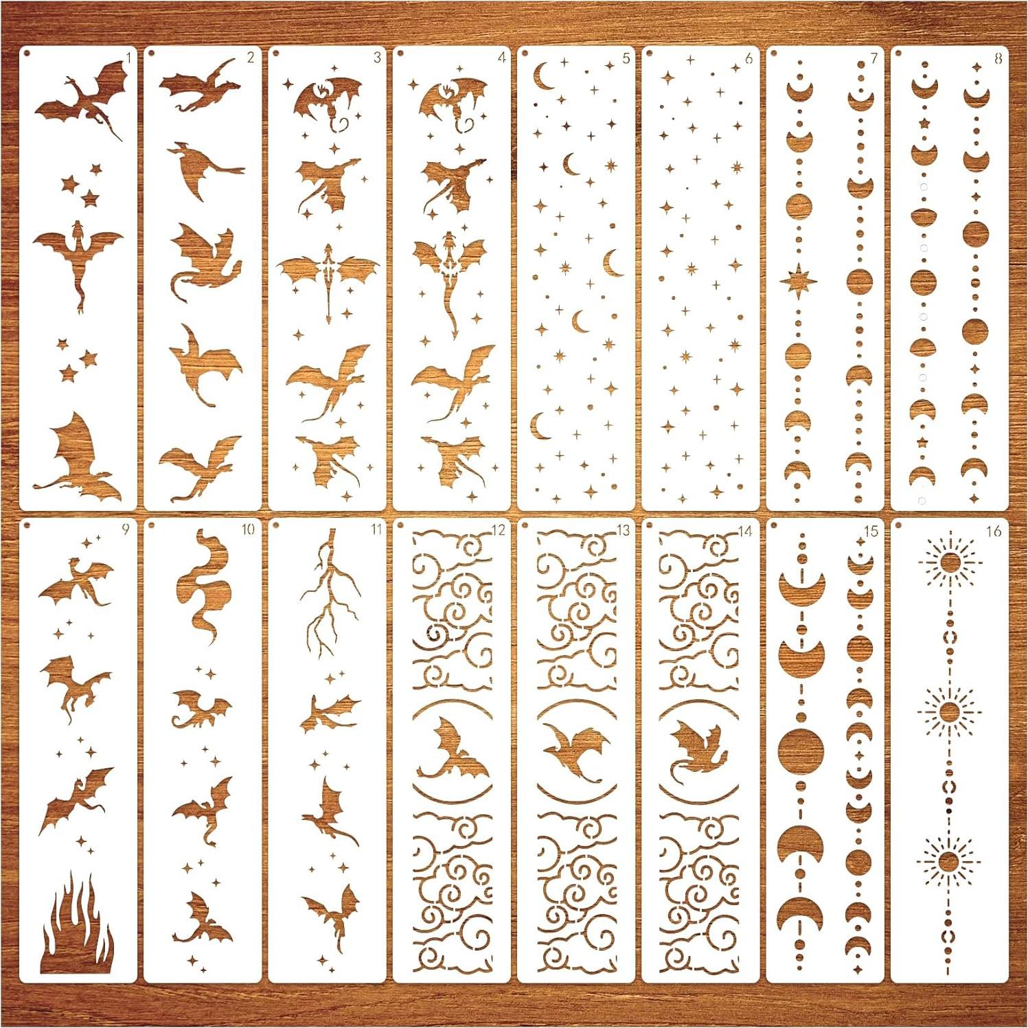 Plantillas de Bordes para Pintar MYJMN - 16 Piezas 30x7.6 cm