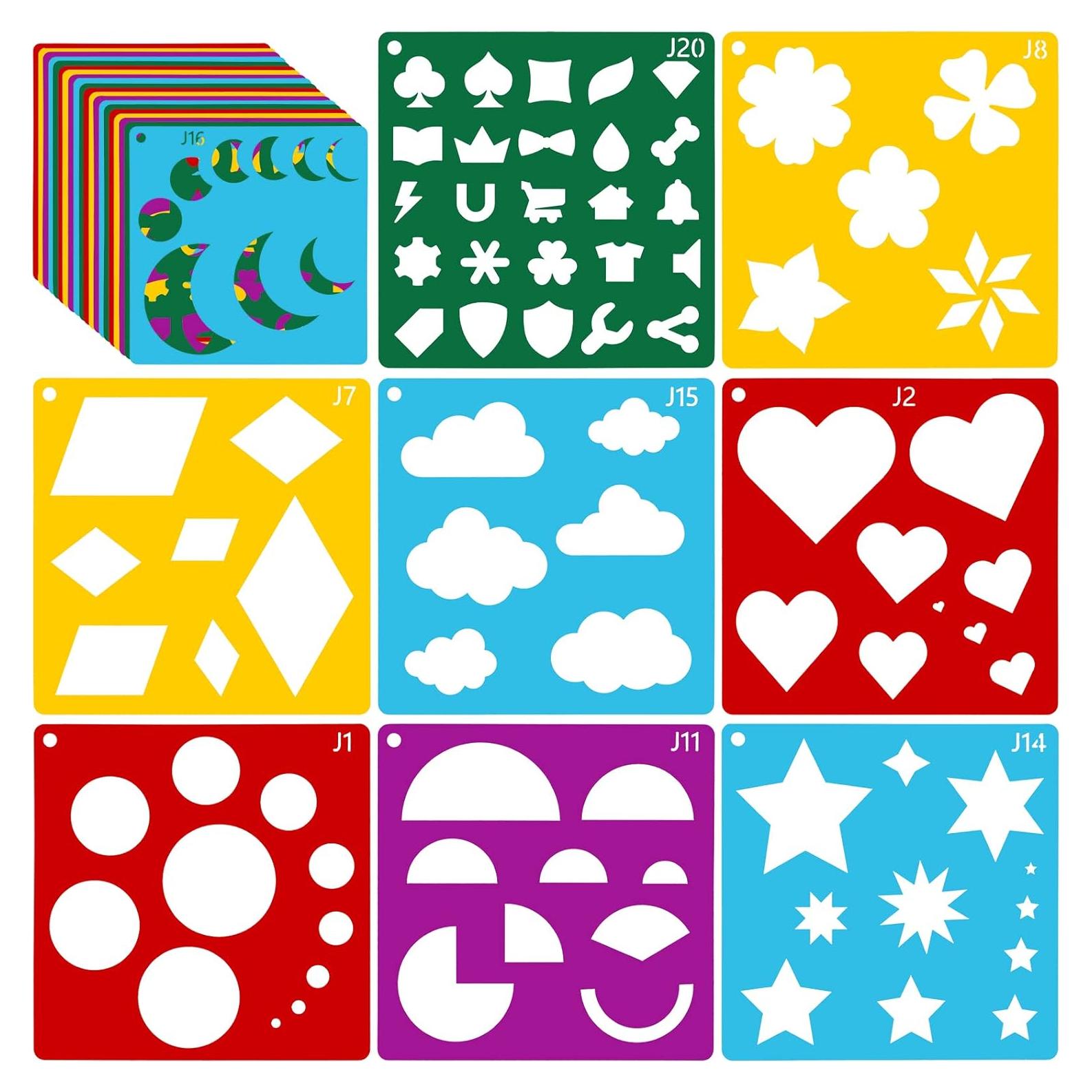 Plantillas Geométricas Peohud 40 Piezas 15x15 cm para Niños