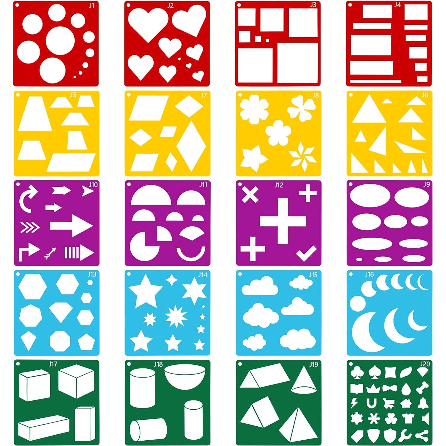 Plantillas Geométricas Peohud 40 Piezas 15x15 cm para Niños