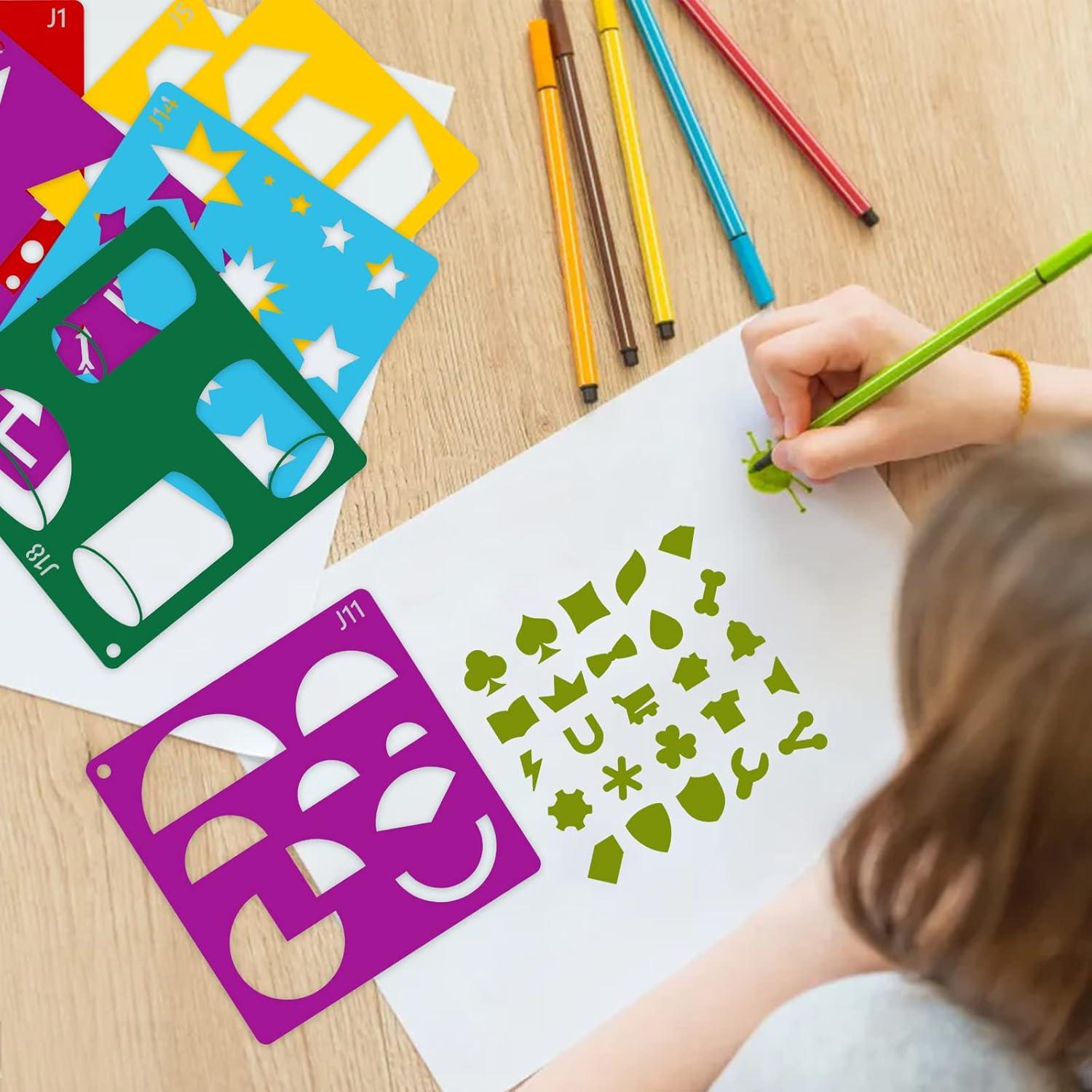 Plantillas Geométricas Peohud 40 Piezas 15x15 cm para Niños