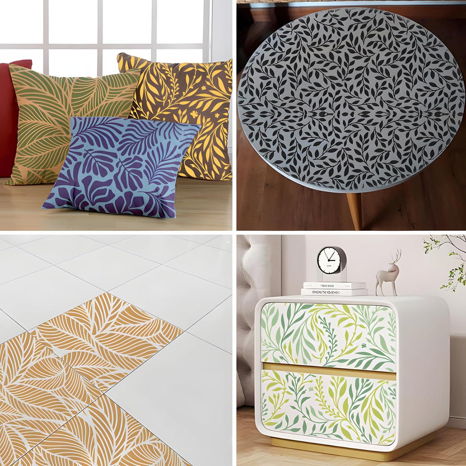 Plantillas de Pared para Pintar Hoja 4PCS 20x20 cm Reutilizables