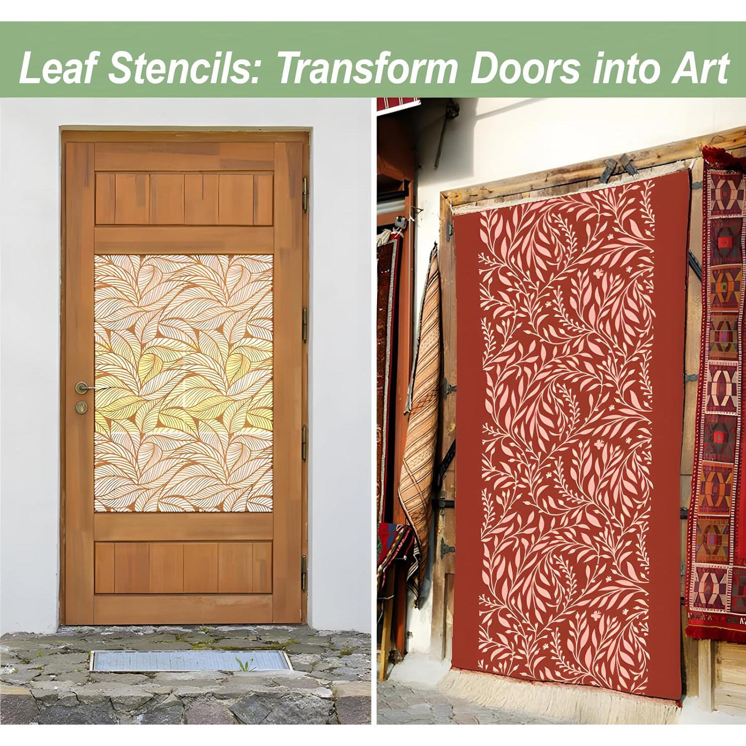 Plantillas de Pared para Pintar Hoja 4PCS 20x20 cm Reutilizables