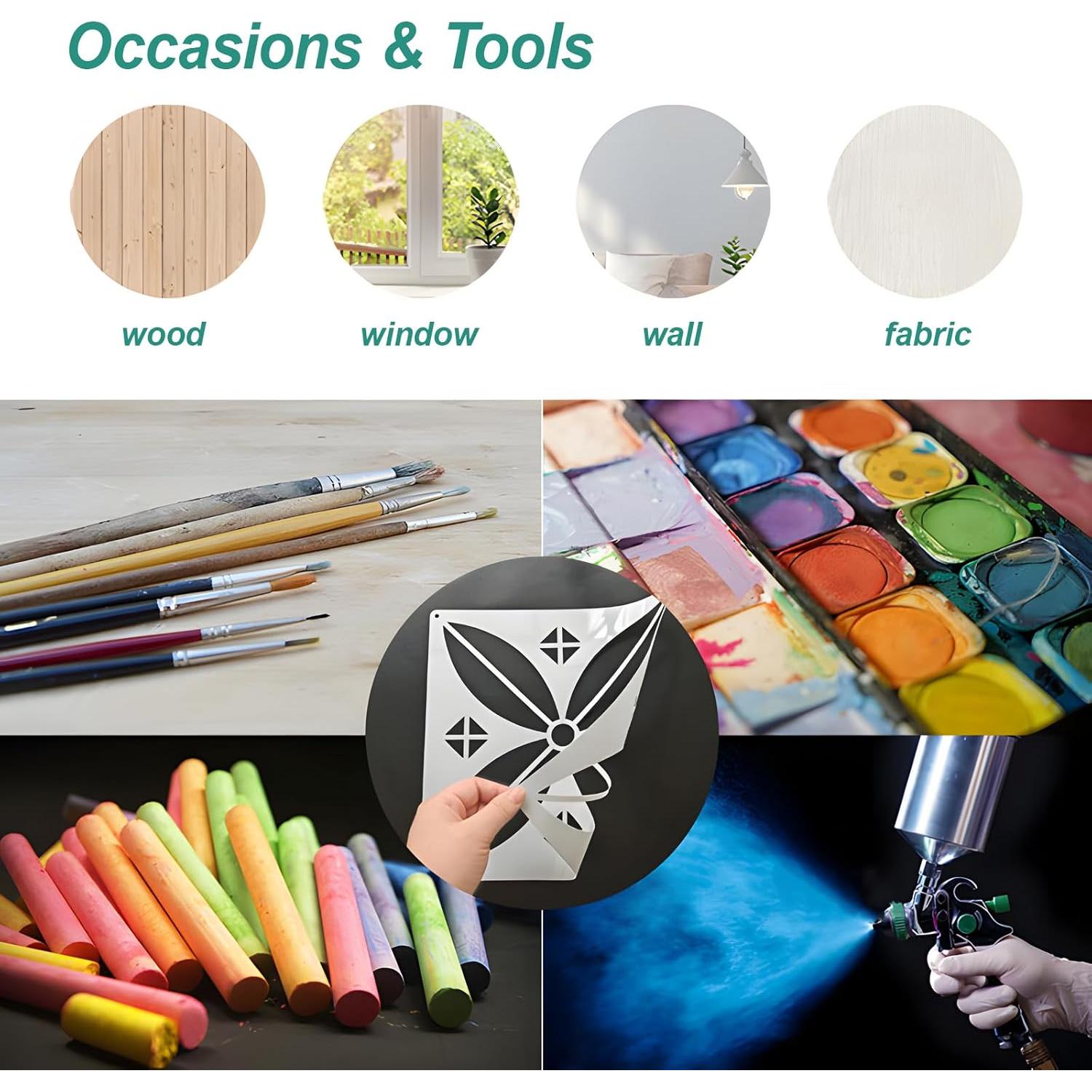 Plantillas de Pared para Pintar Hoja 4PCS 20x20 cm Reutilizables