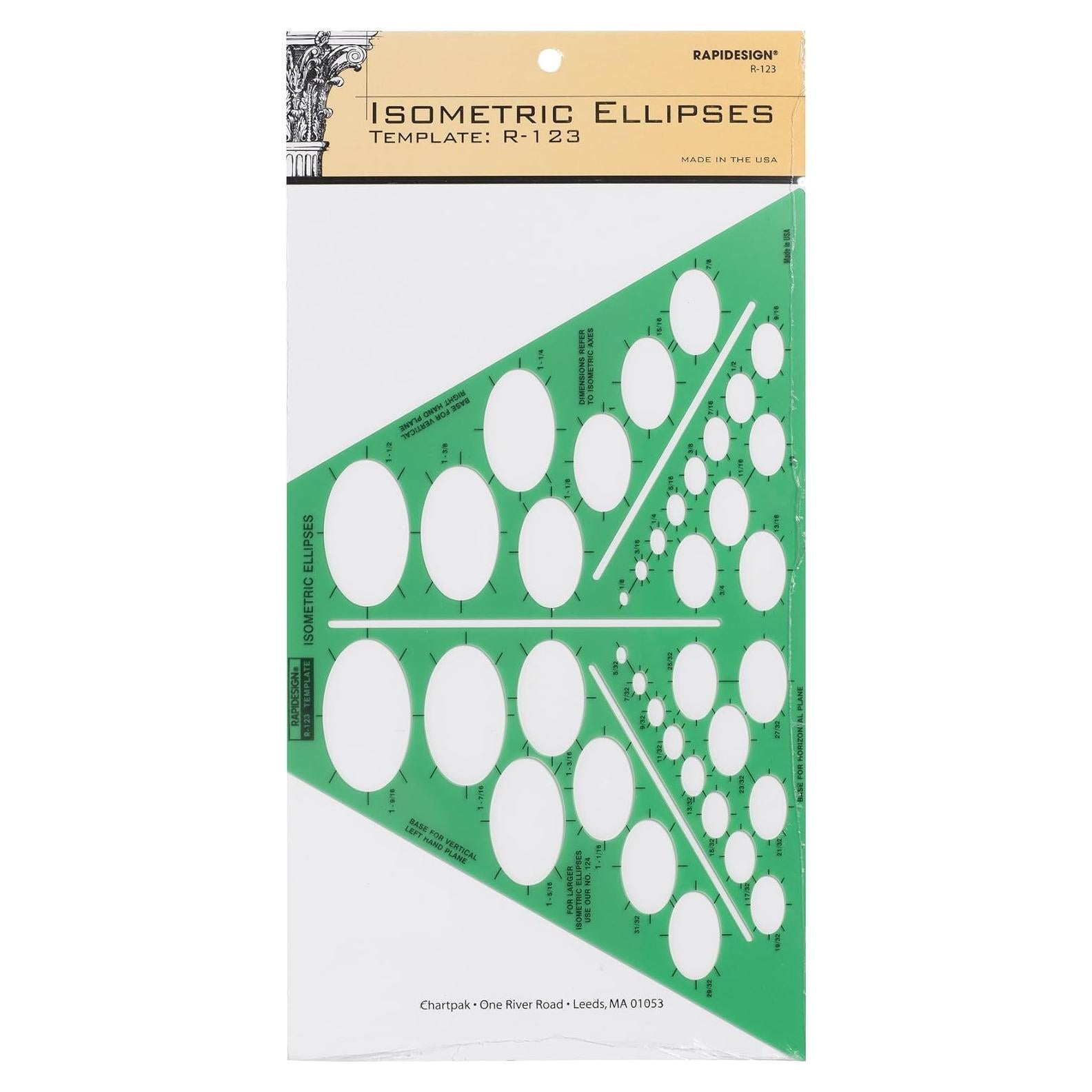 Plantilla Isométrica de Elipses Rapidesign R123 38 Elipses