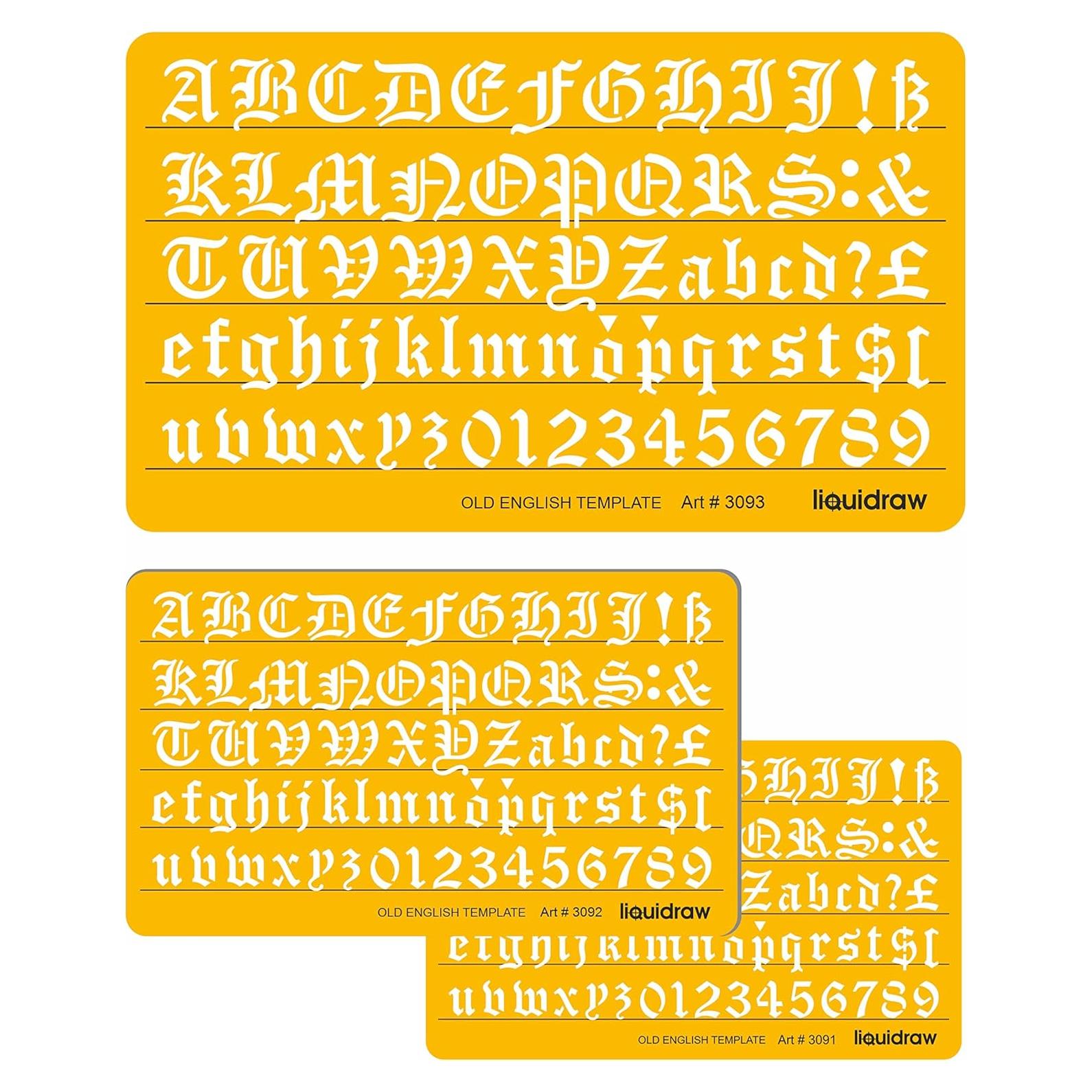Juego de Plantillas de Letras Antiguas Liquidraw 3090 - 3 Tamaños