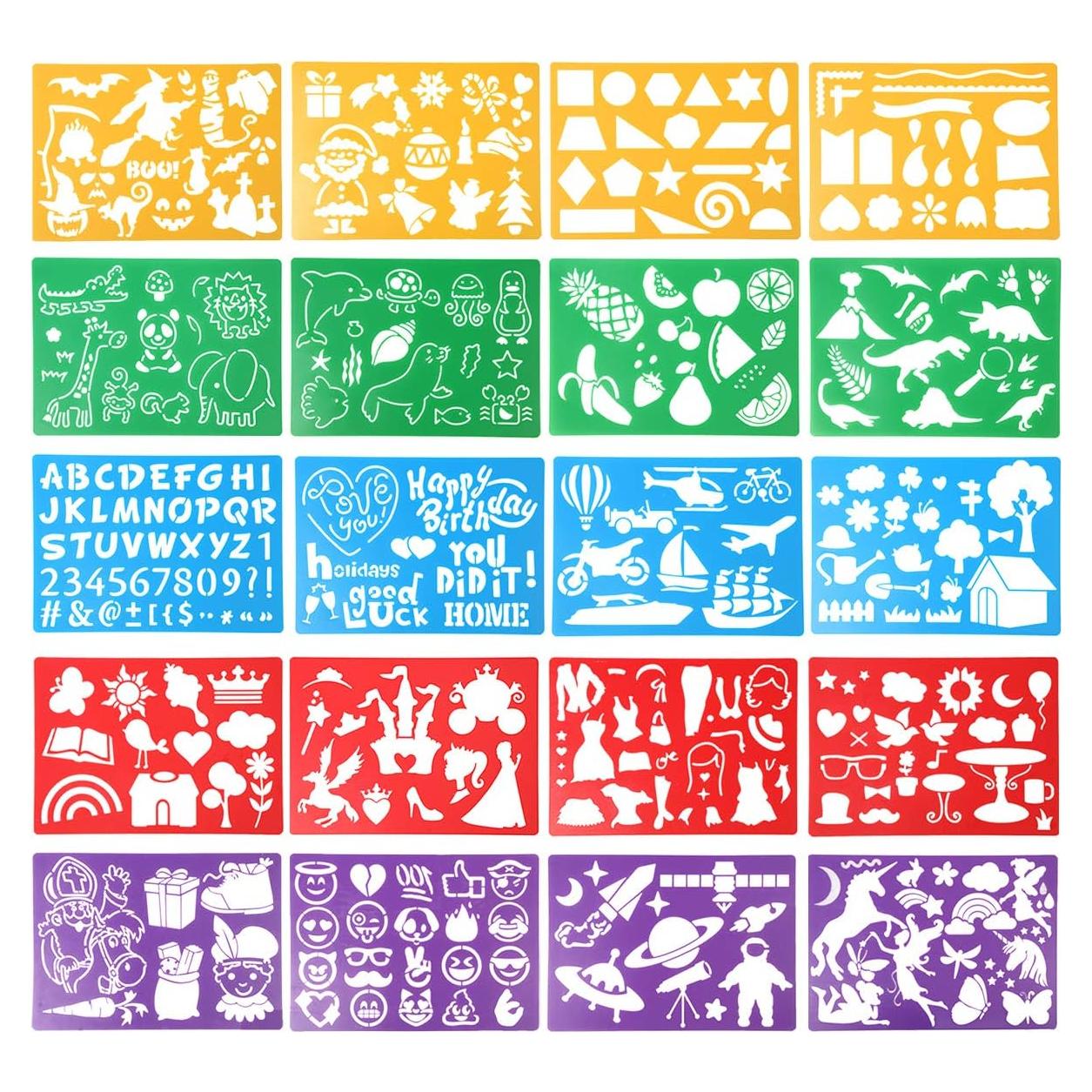 Juego de Plantillas de Dibujo HADDIY 20 Piezas para Niños